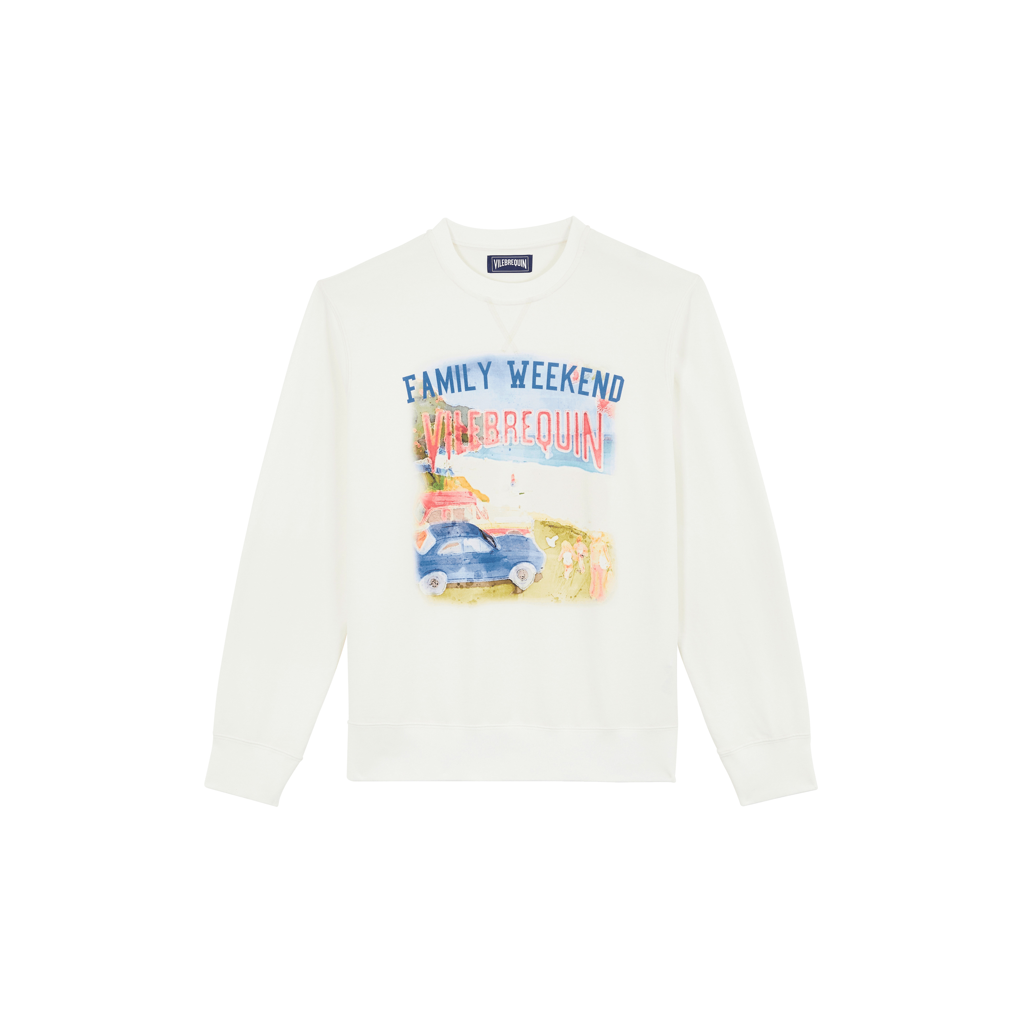 Men Cotton Crewneck Sweatshirt Family Week-end - 1