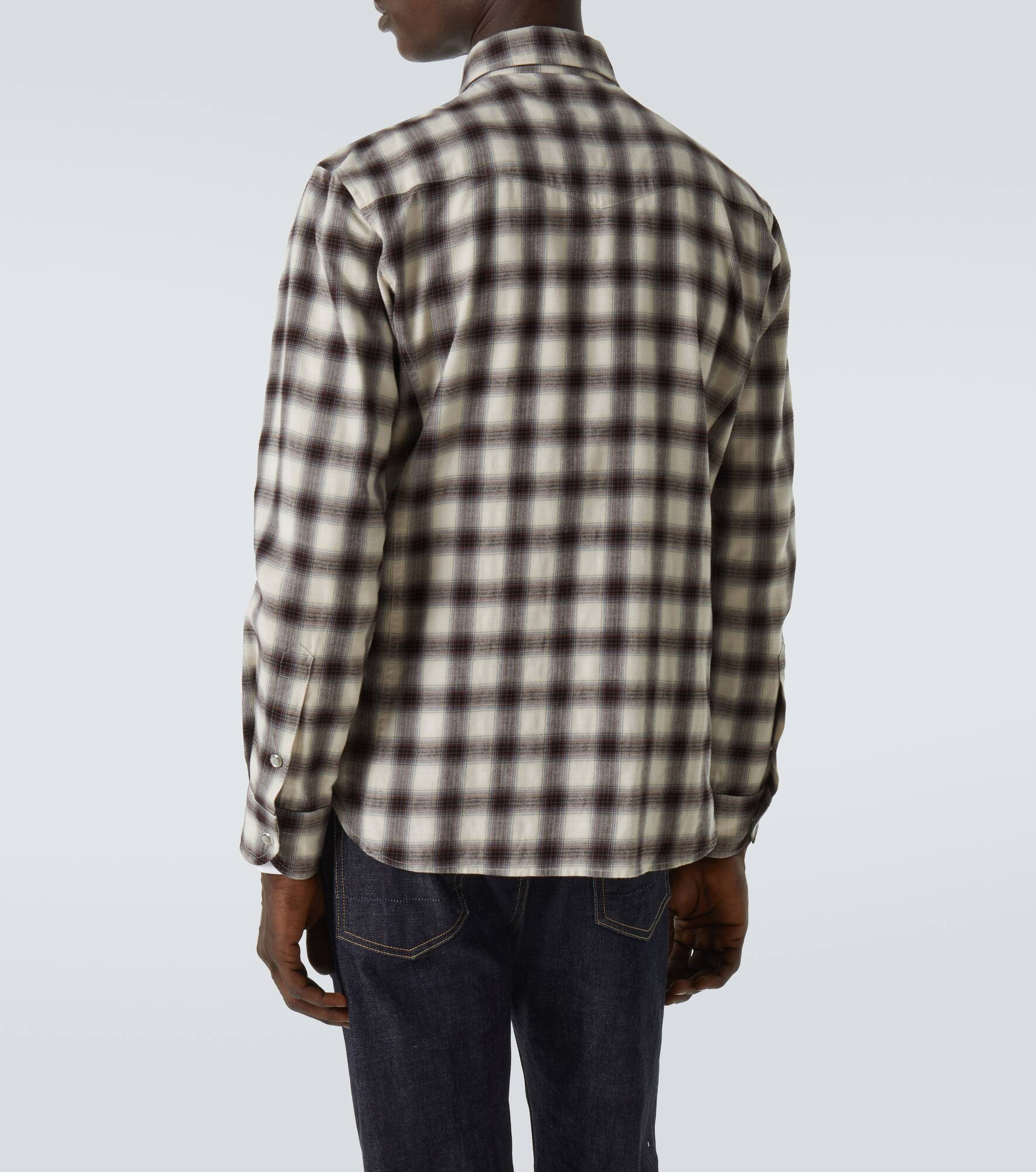 Checked cotton-blend shirt - 4