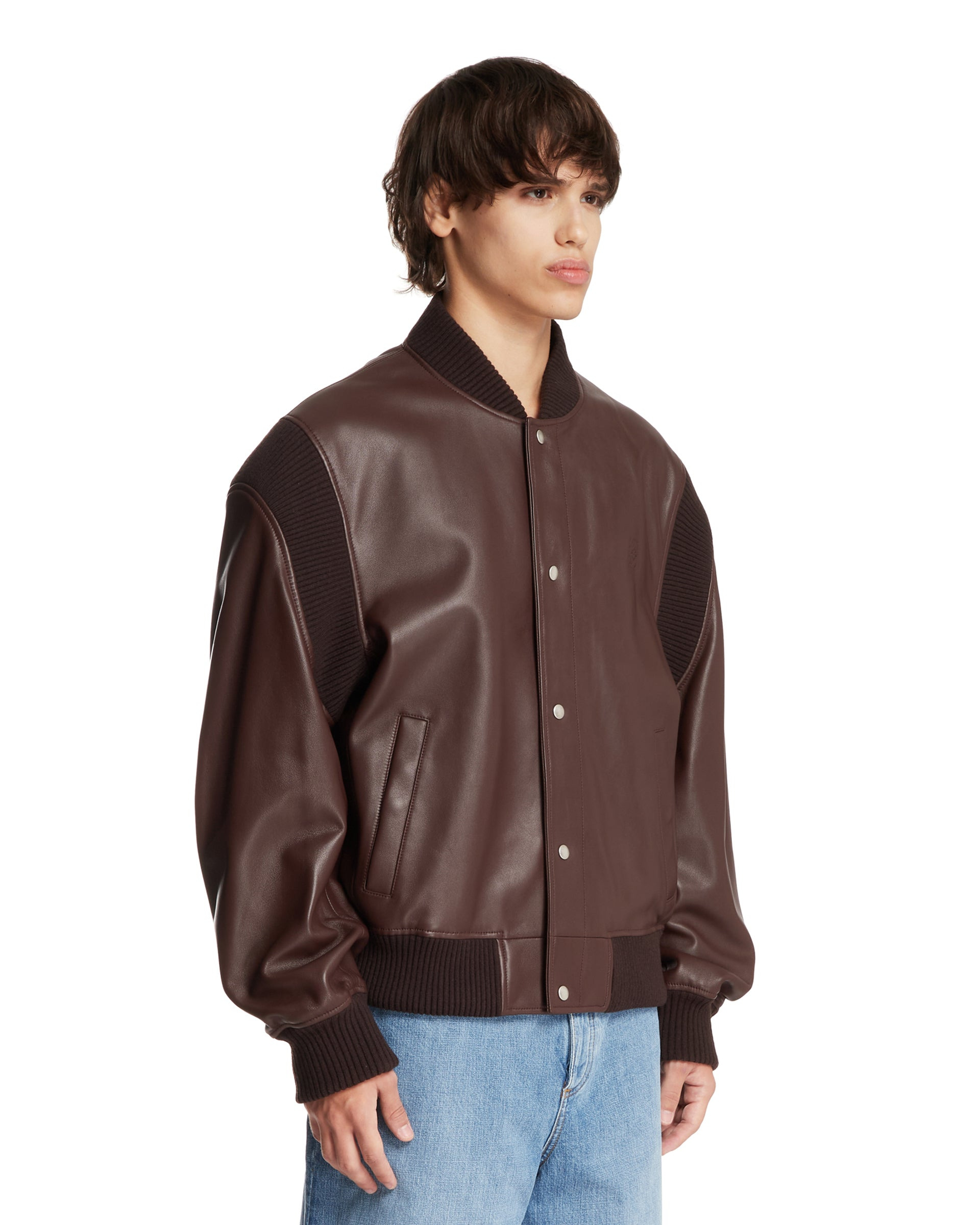 Brown Leather Bomber Jacket - 4