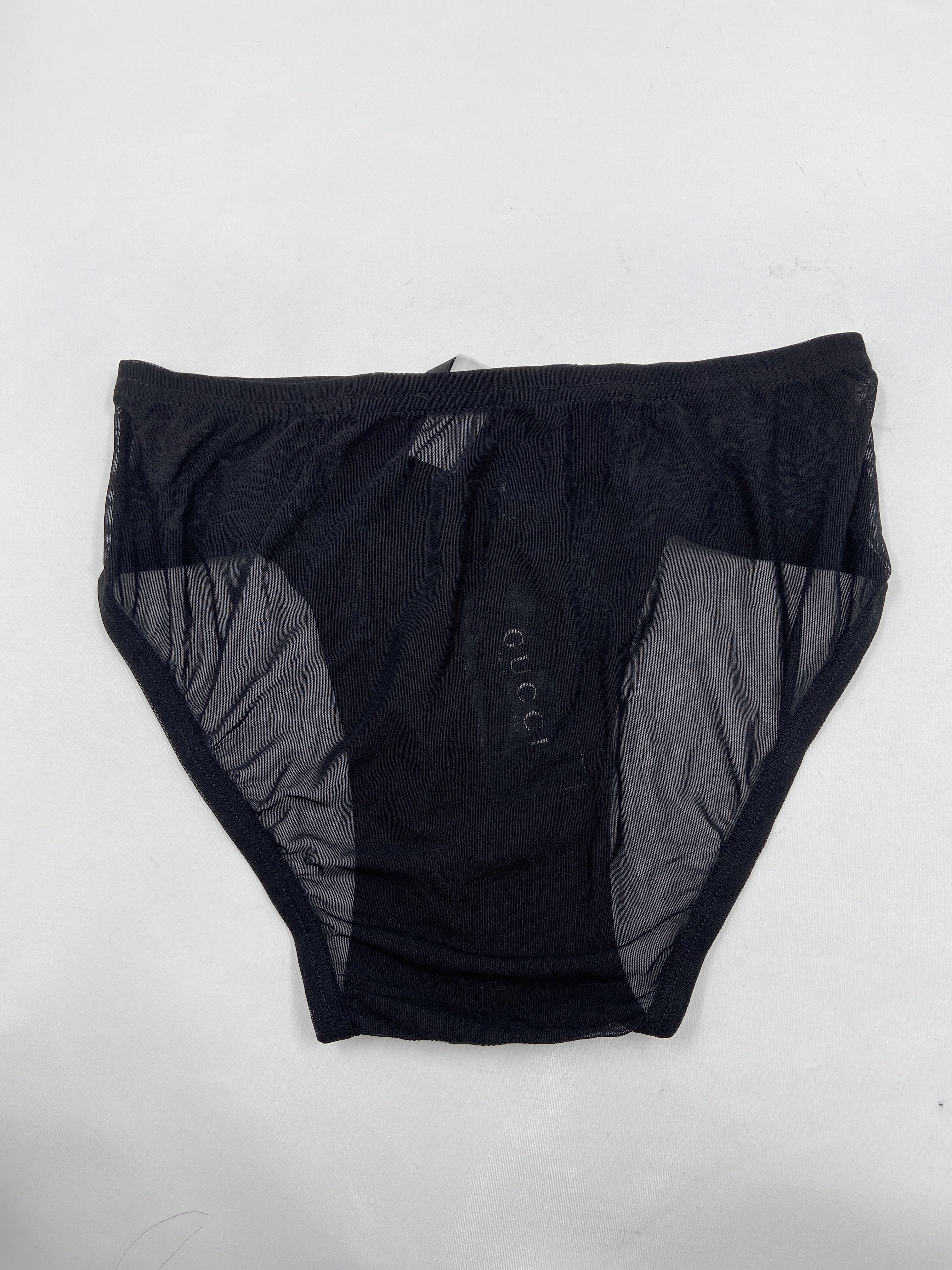 Gucci Spring 1998 Tom Ford Swarovski Logo Black Sheer Mesh Brief Shorts S - 11
