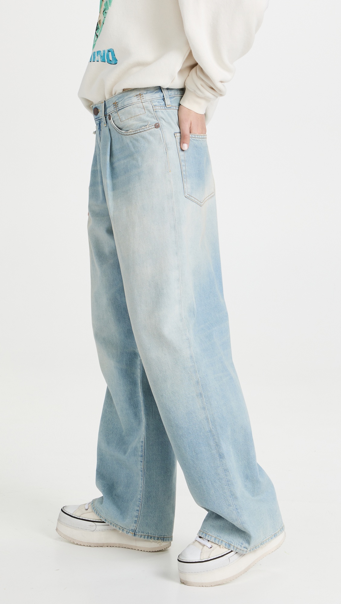 Damon Pleated Wide Leg Jeans - 3