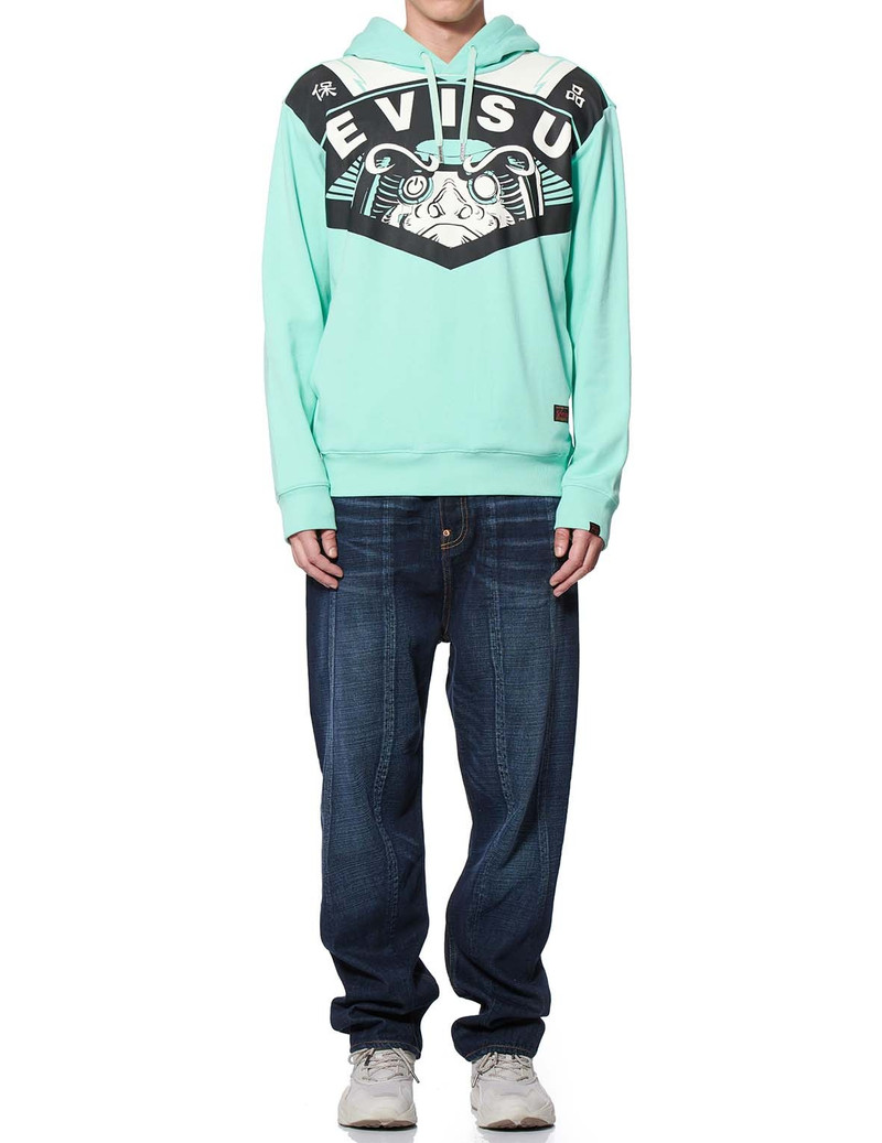 EVISU GIANT PRINTED LOOSE-FIT MINT GREEN HOODIE 1