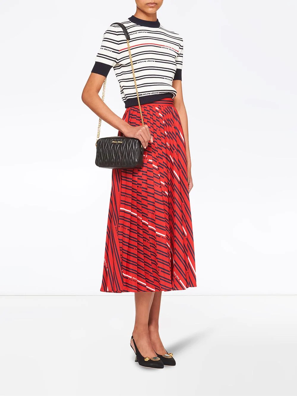 logo print pleated midi skirt - 2