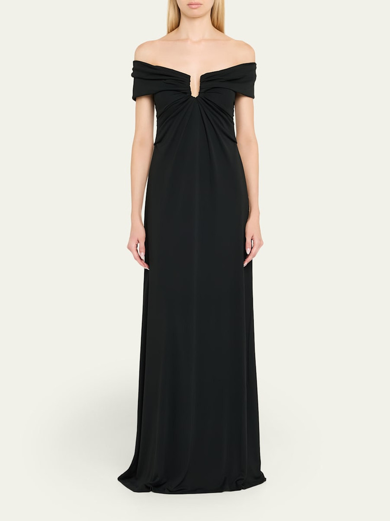 CAROLINA HERRERA Off-The-Shoulder Ruched Gown outlook