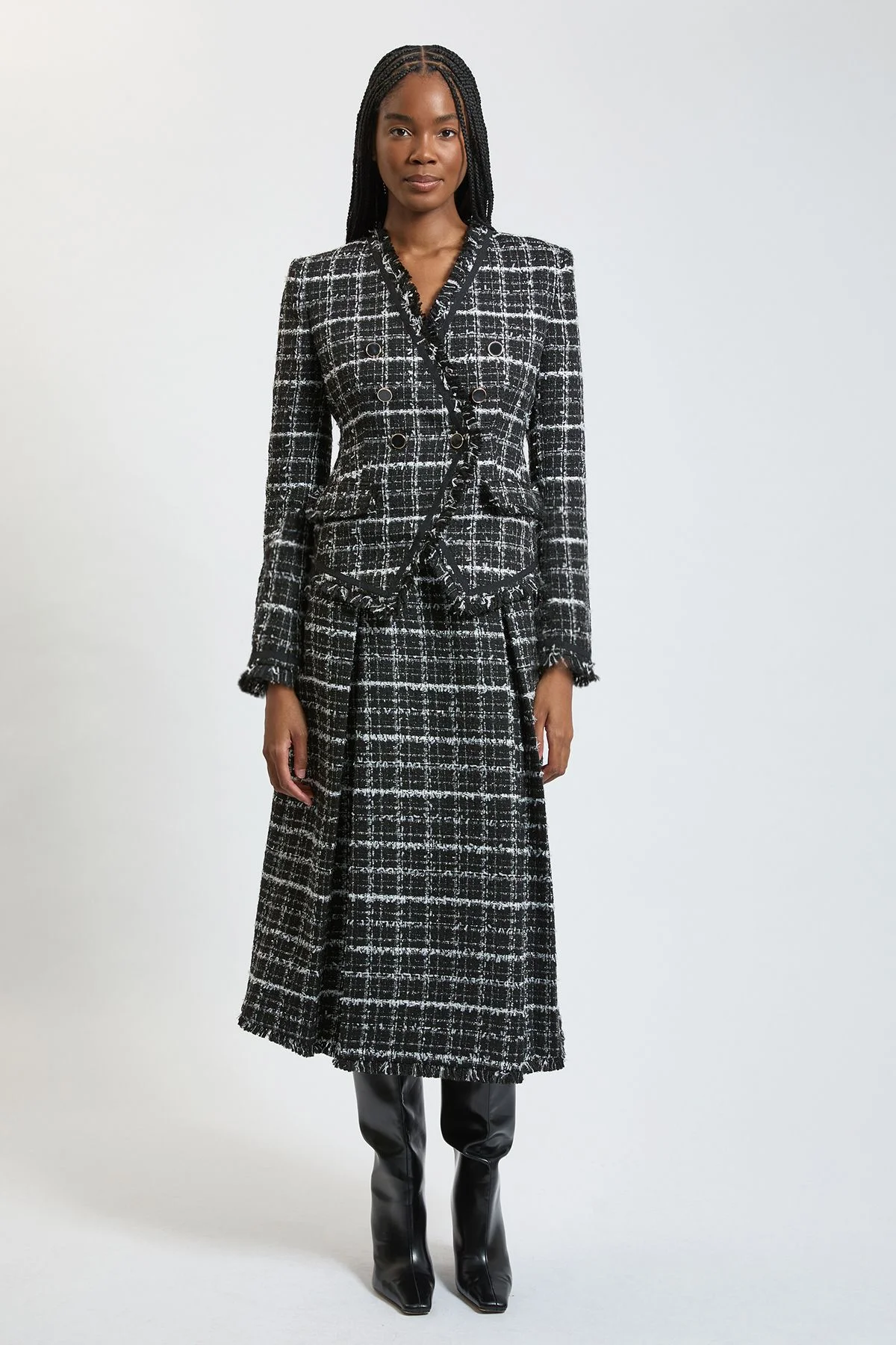 Sparkle Tweed Full Midi Skirt - 1