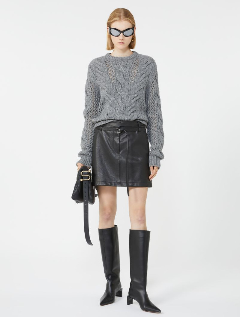 Sportmax Cable-knit crew-neck sweater - MEDIUM GREY outlook