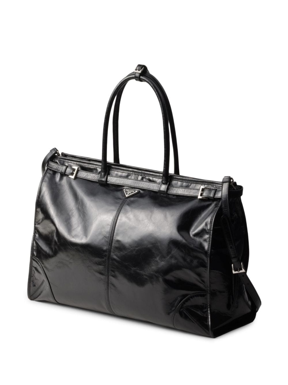 triangle-logo leather tote bag - 3
