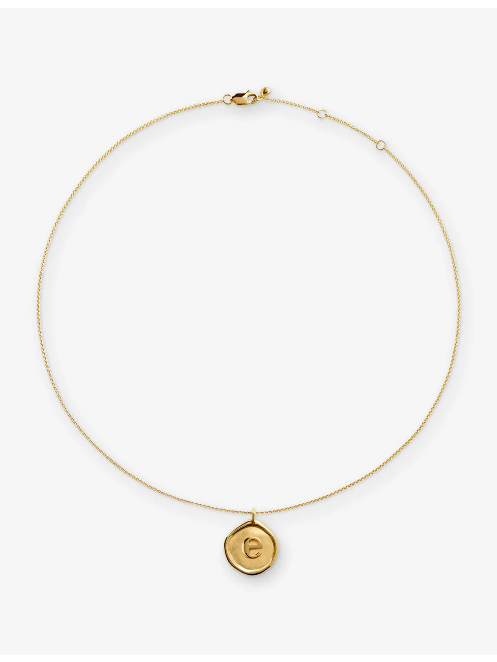 Initial E Stamp 18ct Yellow Gold Vermeil Necklace - 1