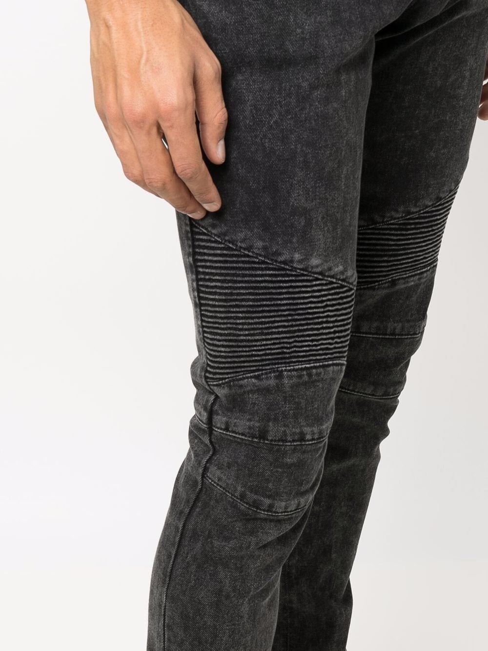 monogram ribbed-detail slim jeans - 5