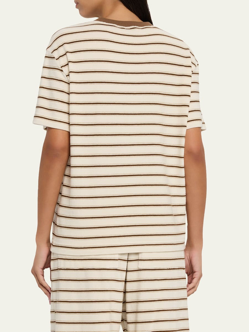 Brunello Cucinelli Metallic Striped Cotton-Silk Towelling Short-Sleeve T-Shirt outlook