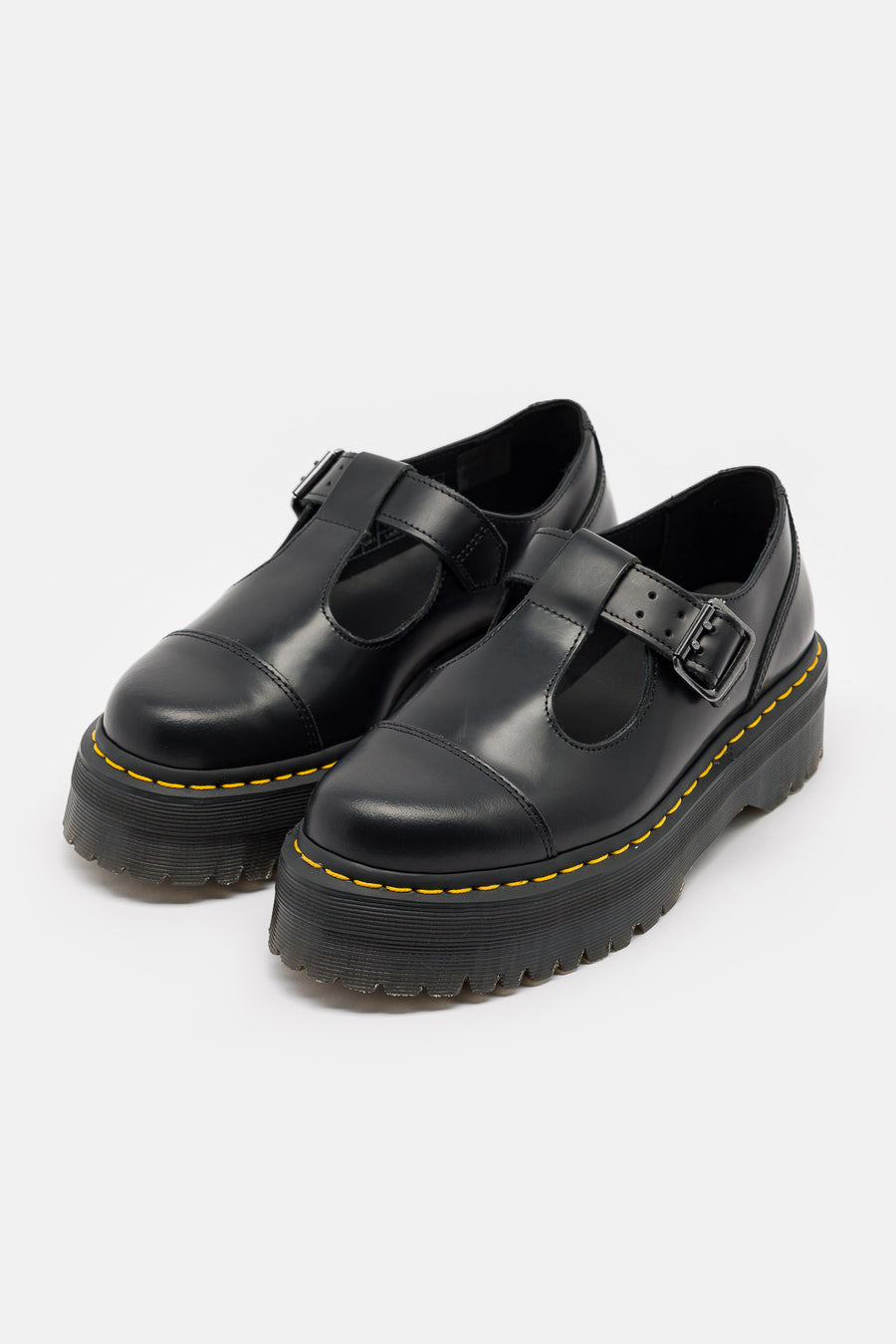 Bethan Polished Smooth Leather Platform Shoes in Black - 2
