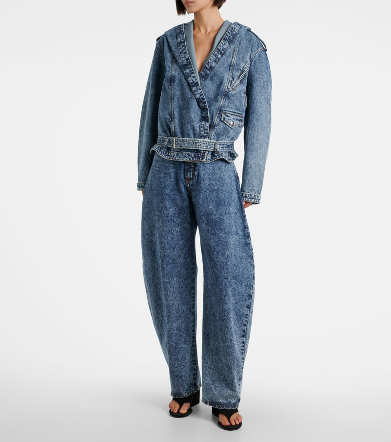 Alaïa Belted hooded denim jacket outlook