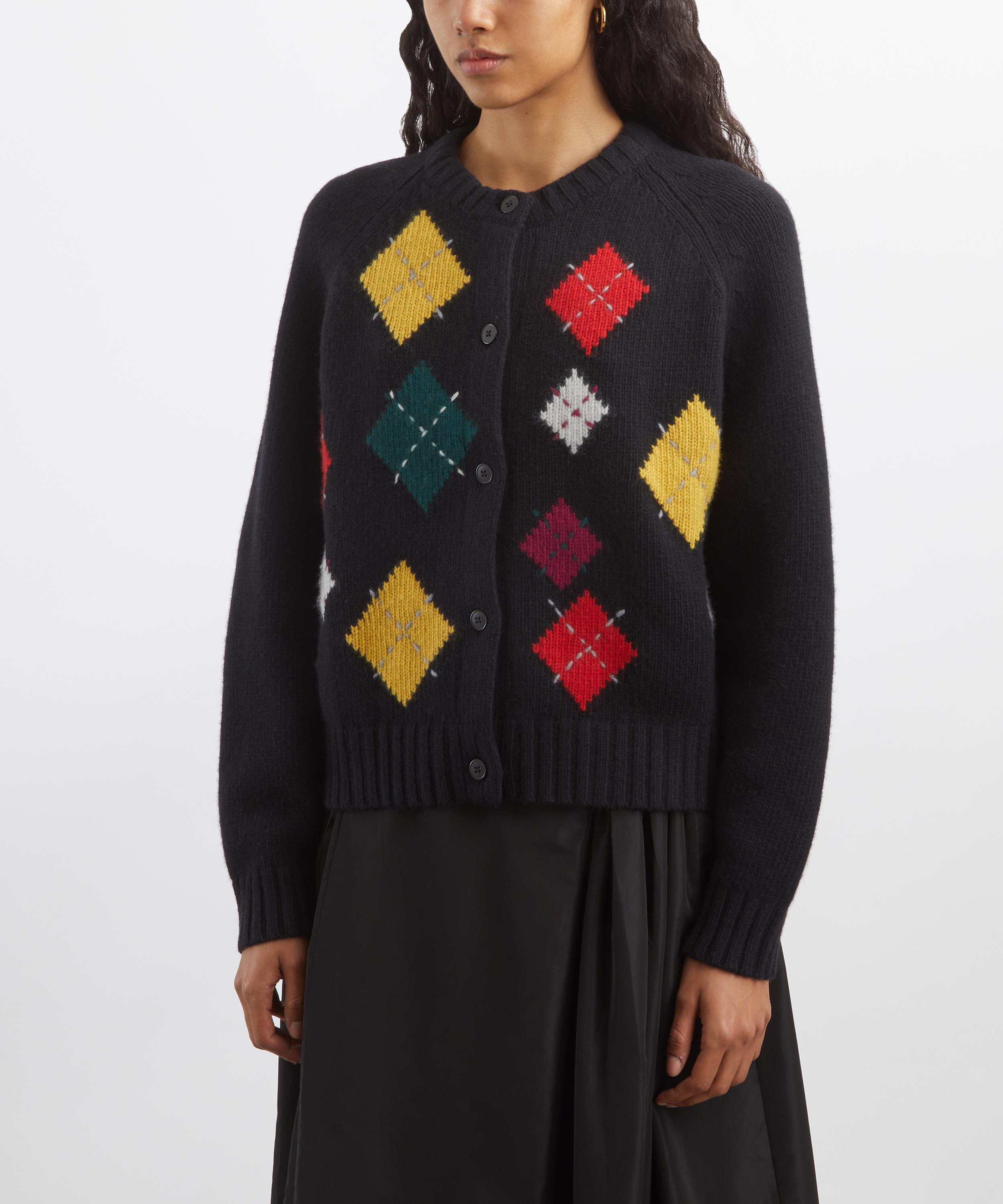 Black Atomic Argyle Cardigan - 3