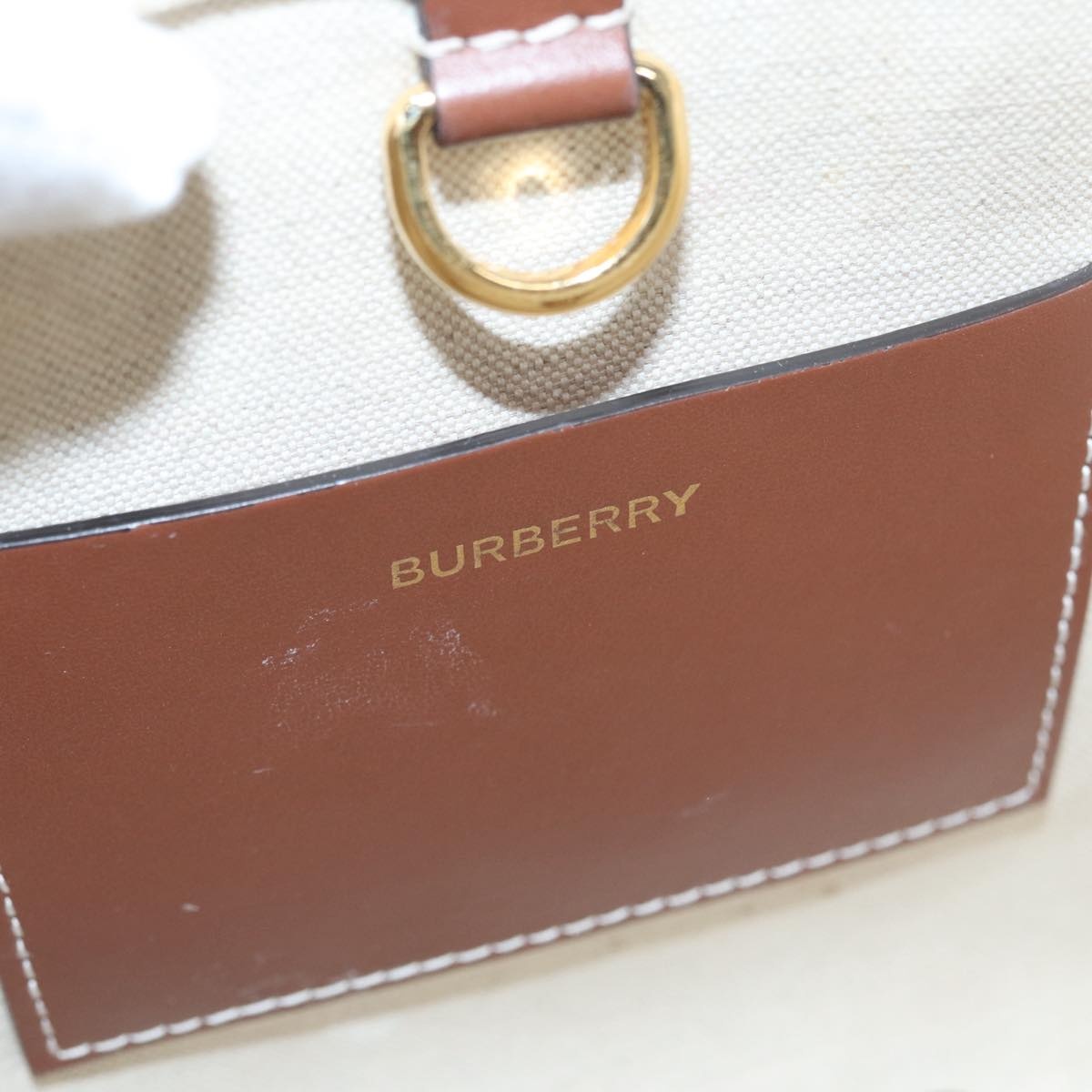 Burberry Hand Bag Canvas Leather Beige - 11