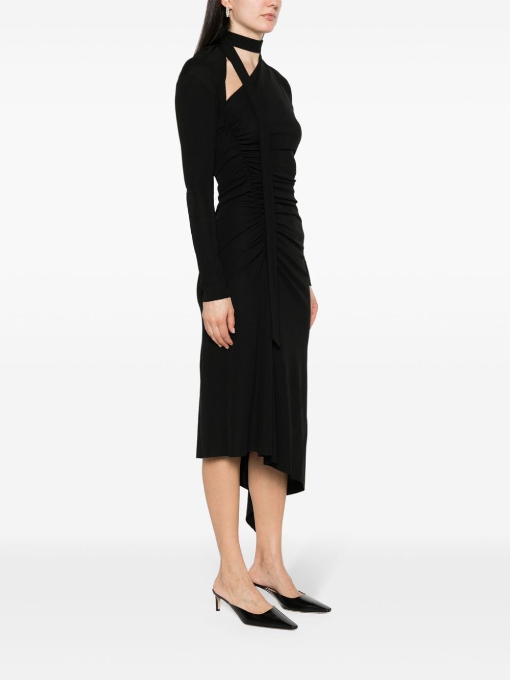 cut-out ruched midi dress - 3
