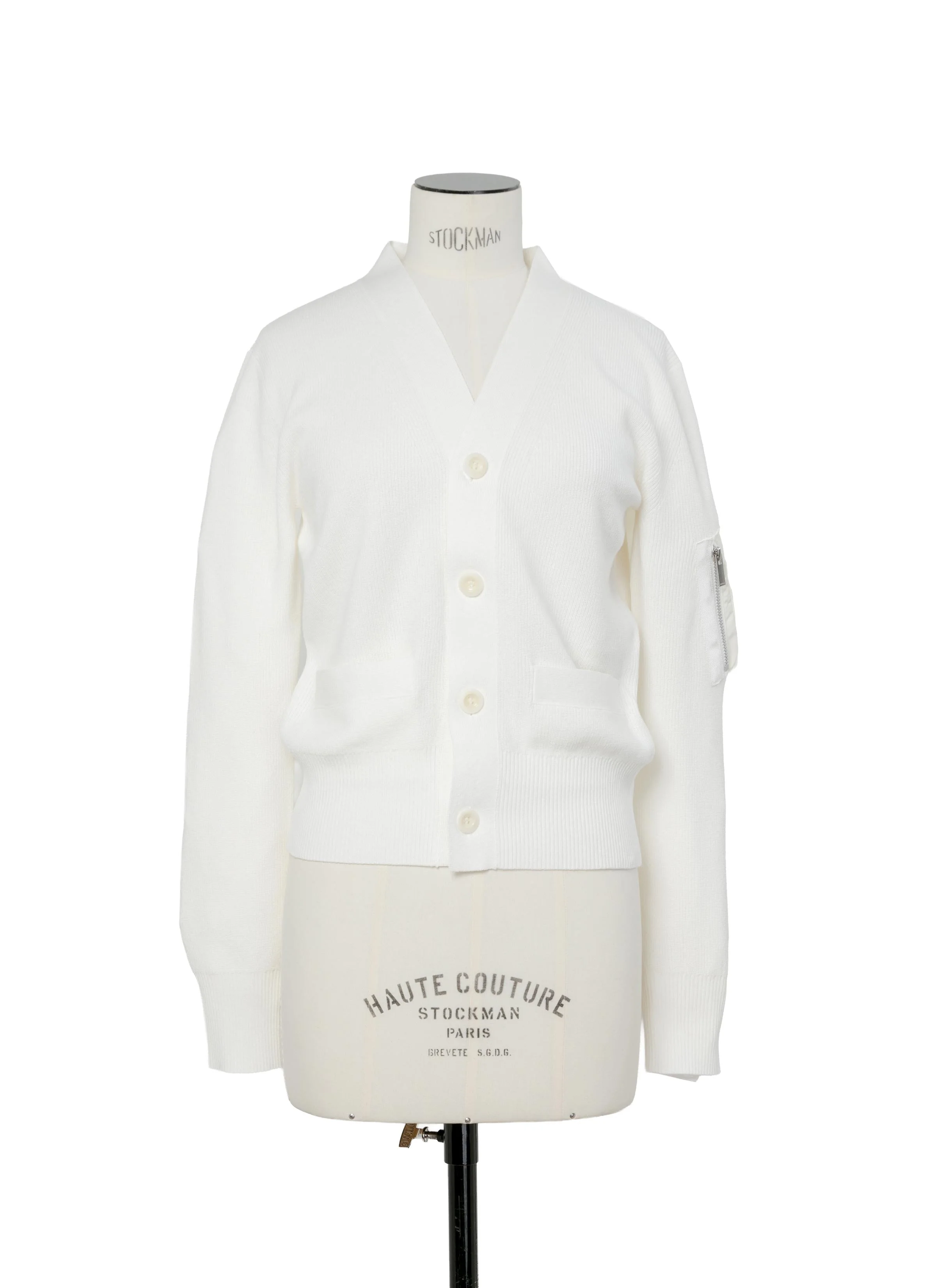 Nylon Twill x Cotton Knit Cardigan - 1