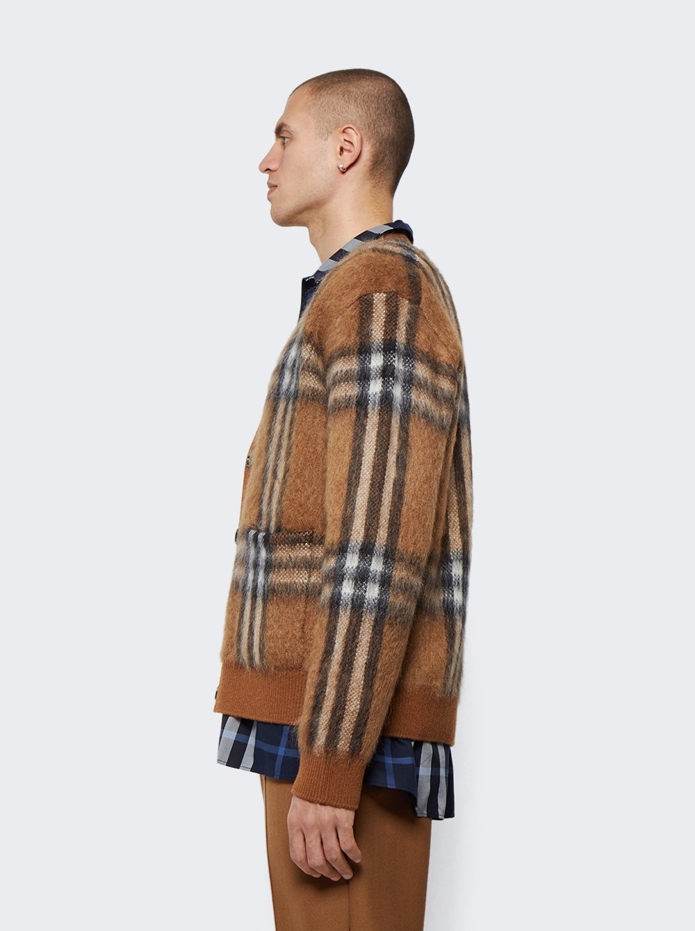 Danmore Wool Cardigan Dark Birch Brown Check - 4