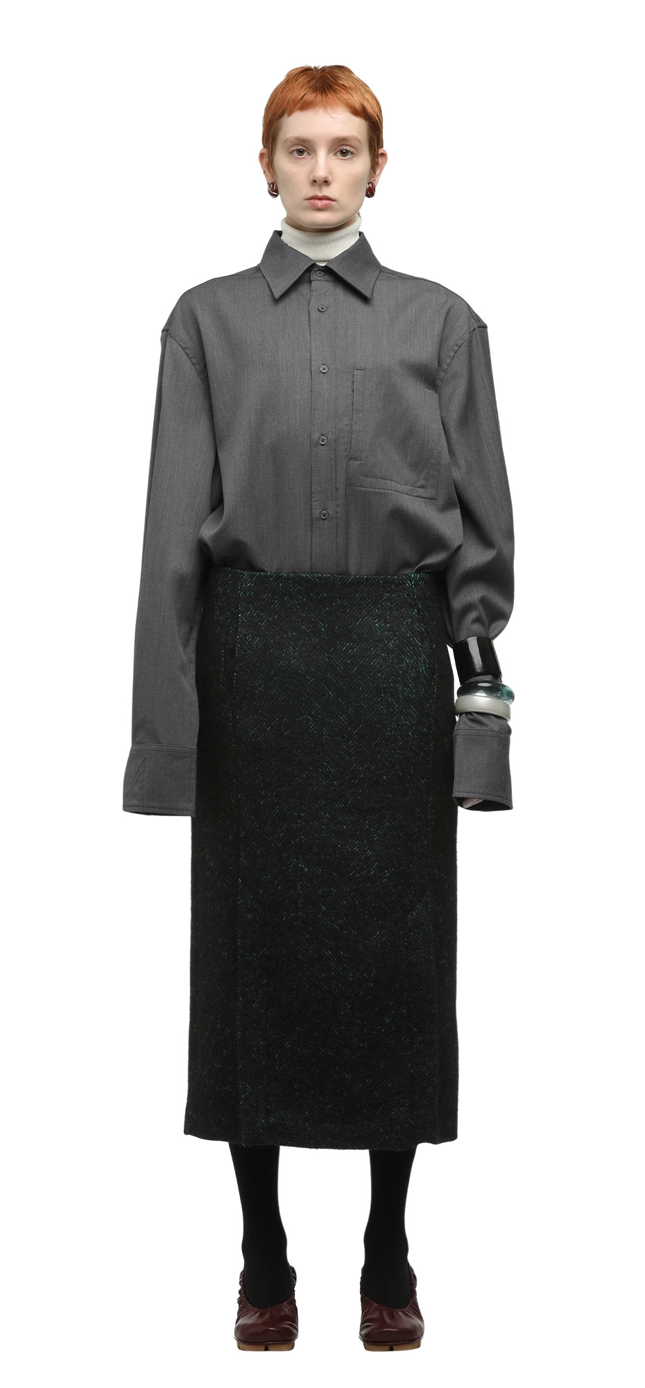 TAILORED MIDI SKIRT CYPRESS BLACK - 3