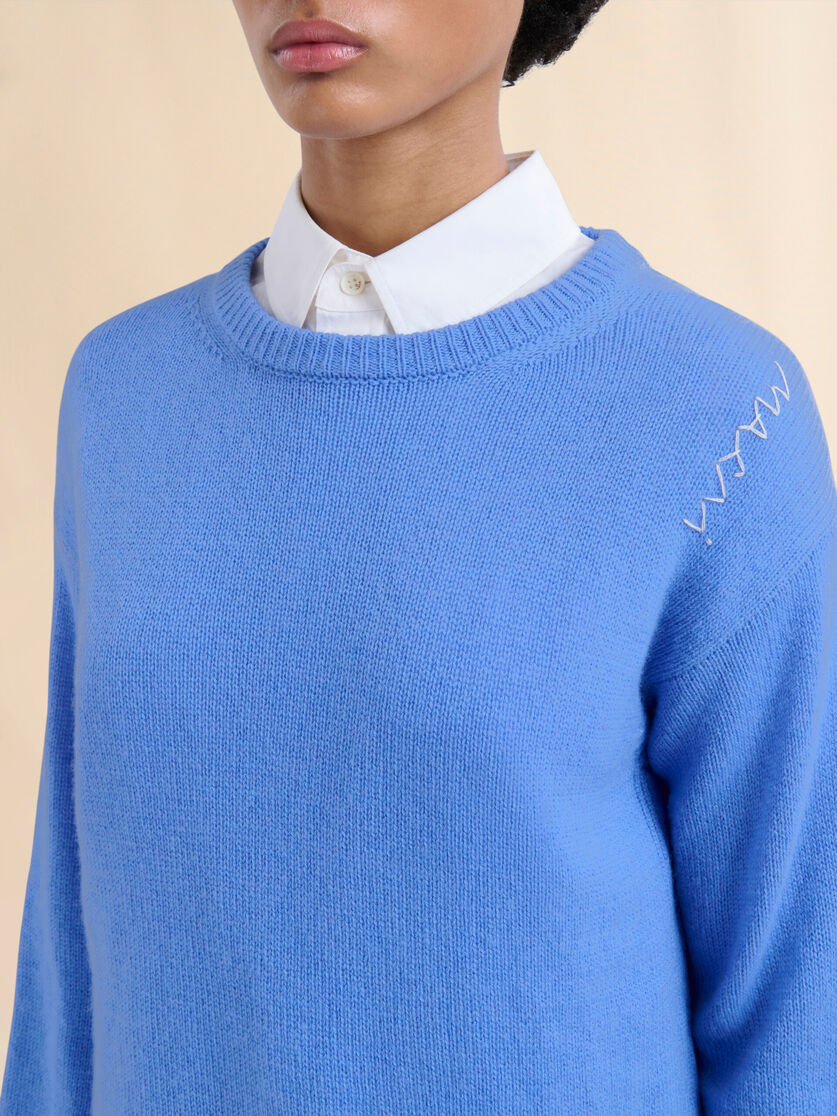 INDIGO BOXY CASHMERE JUMPER WITH MARNI SYMBOL - 4