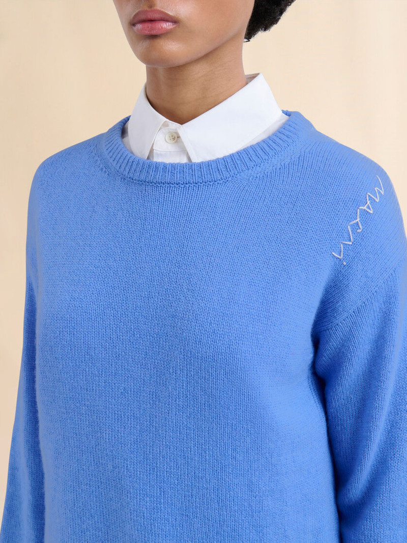 INDIGO BOXY CASHMERE JUMPER WITH MARNI SYMBOL 4