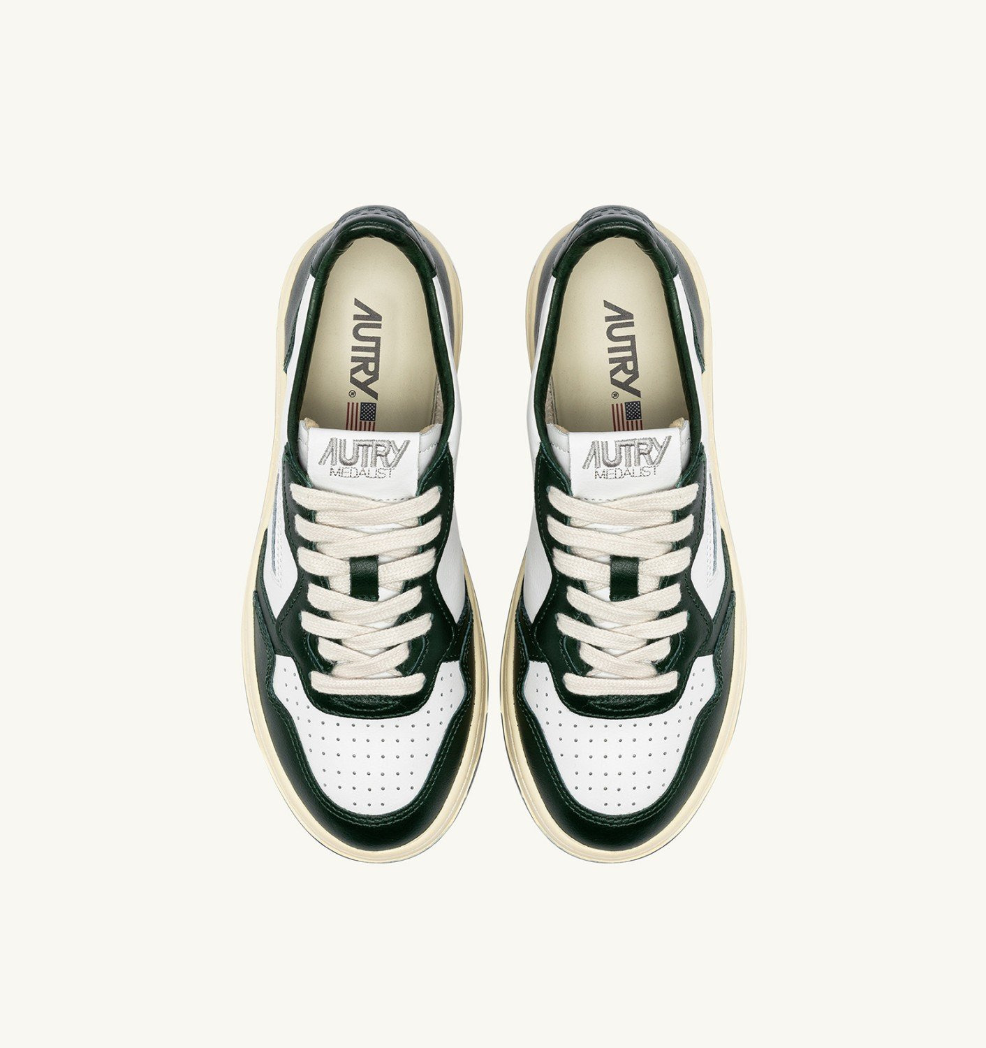 MEDALIST LOW BICOLOR SNEAKERS IN WHITE AND MOUNTAIN LEATHER - 5