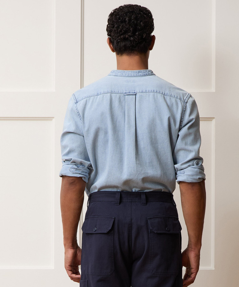 Denim Band Collar Shirt 4