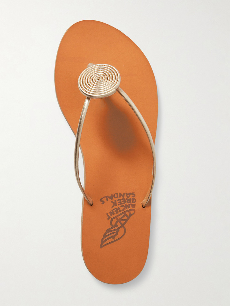 Strovilos Metallic Leather Flip Flops 5