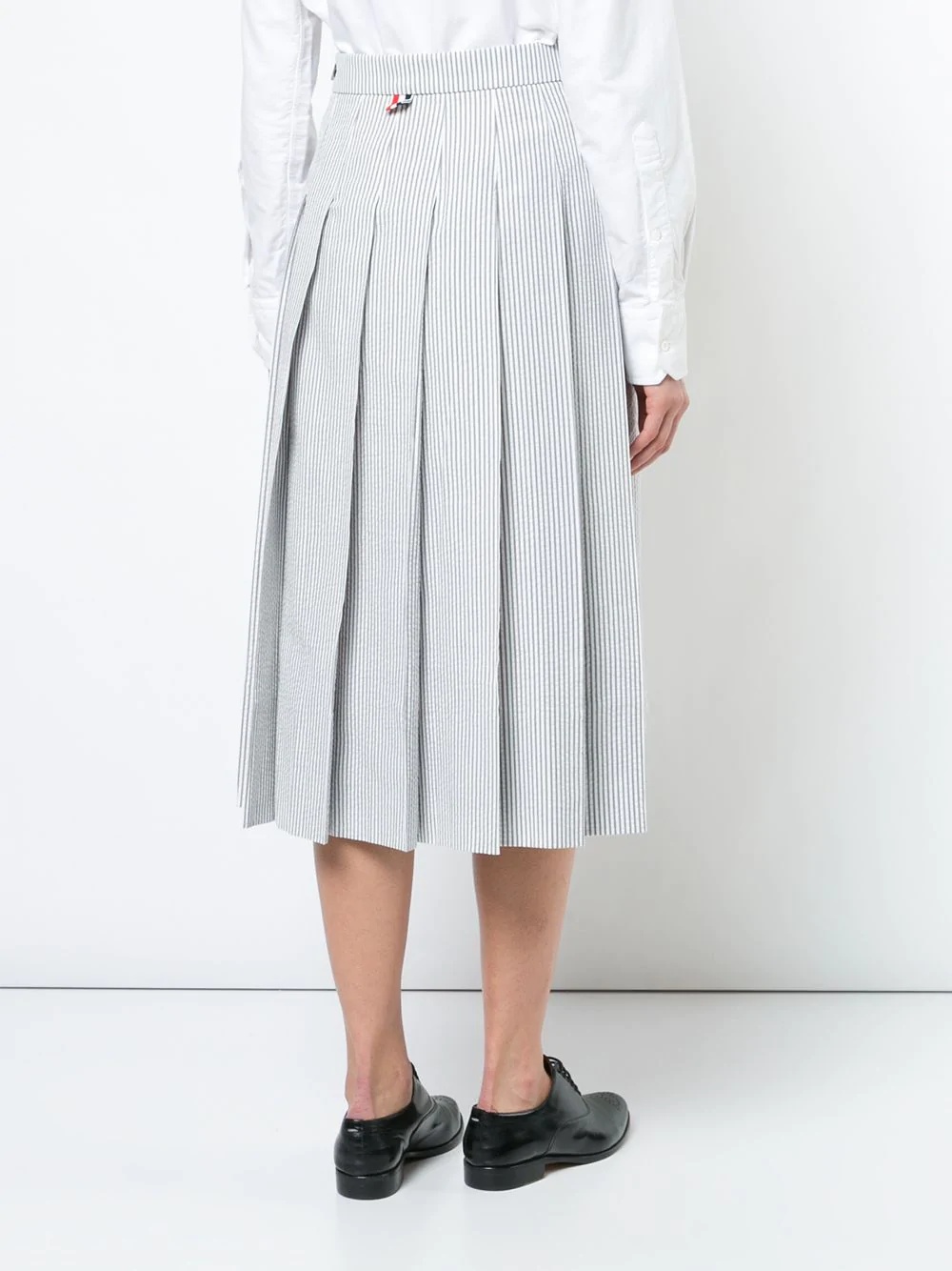Seersucker Pleated Skirt - 4