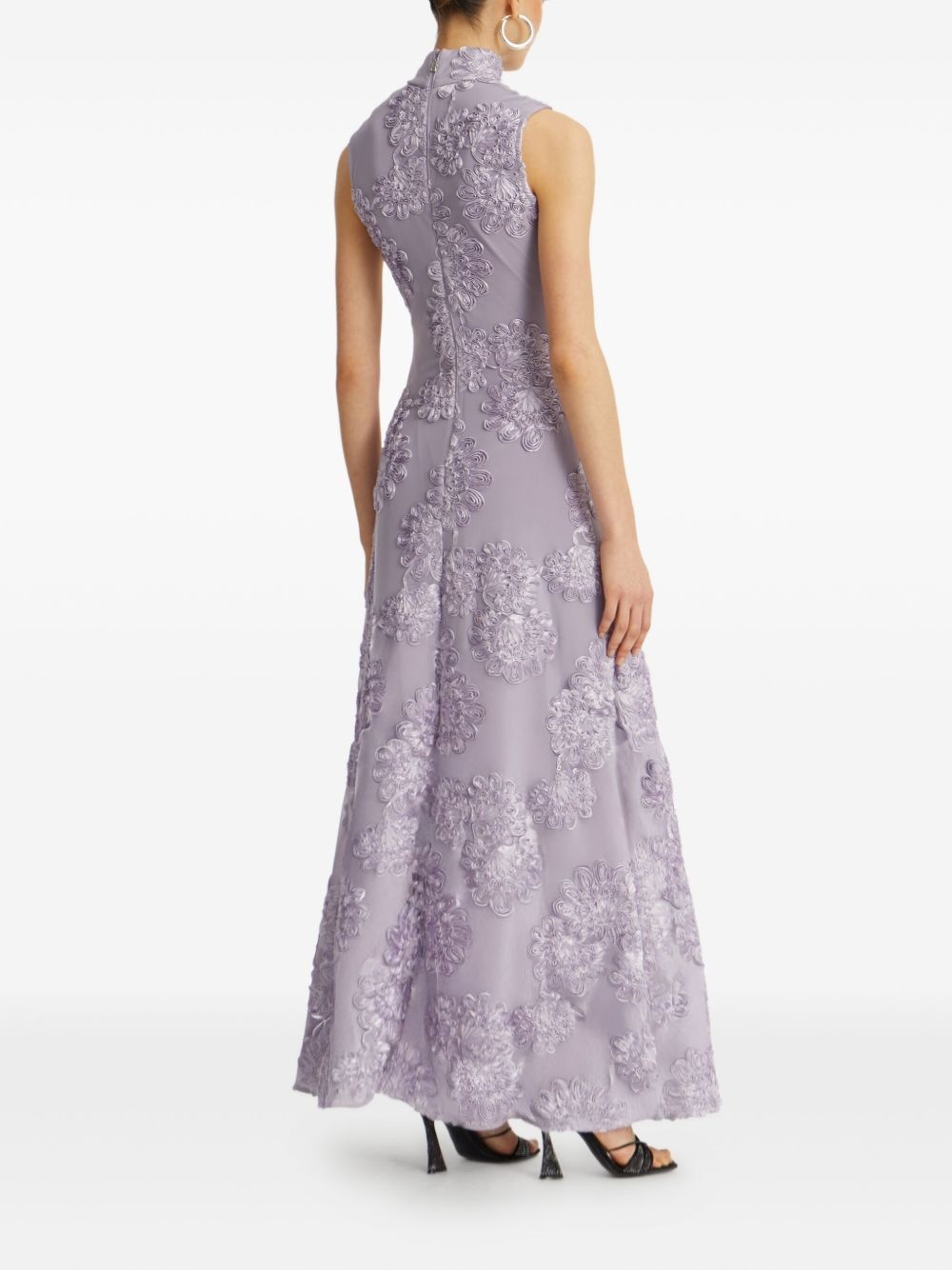 floral-mesh maxi dress - 3