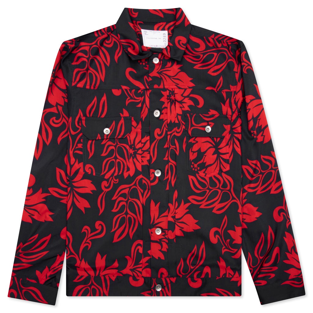 FLORAL PRINT BLOUSON - RED - 1