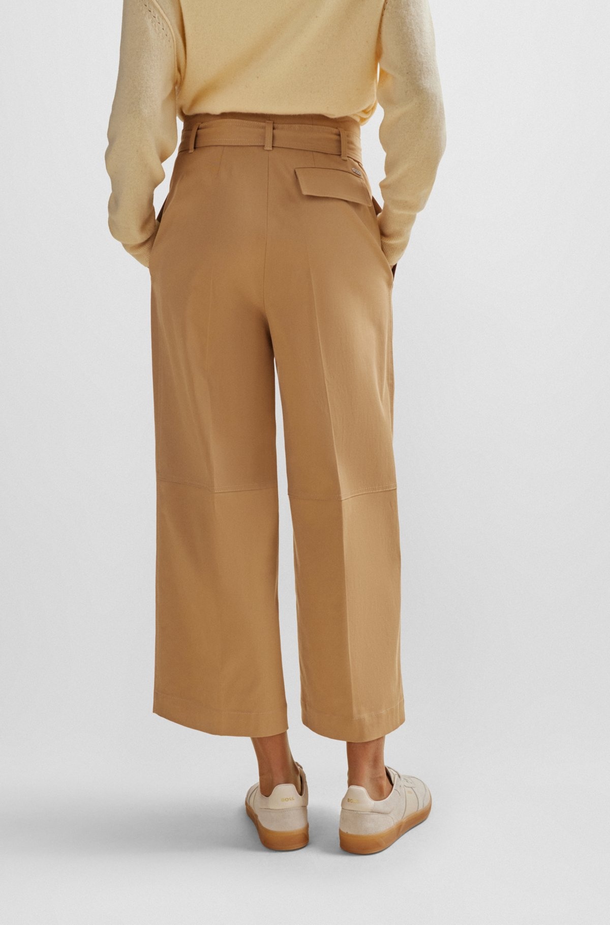 TAPERED-FIT WIDE-LEG TROUSERS WITH FABRIC BELT - 4