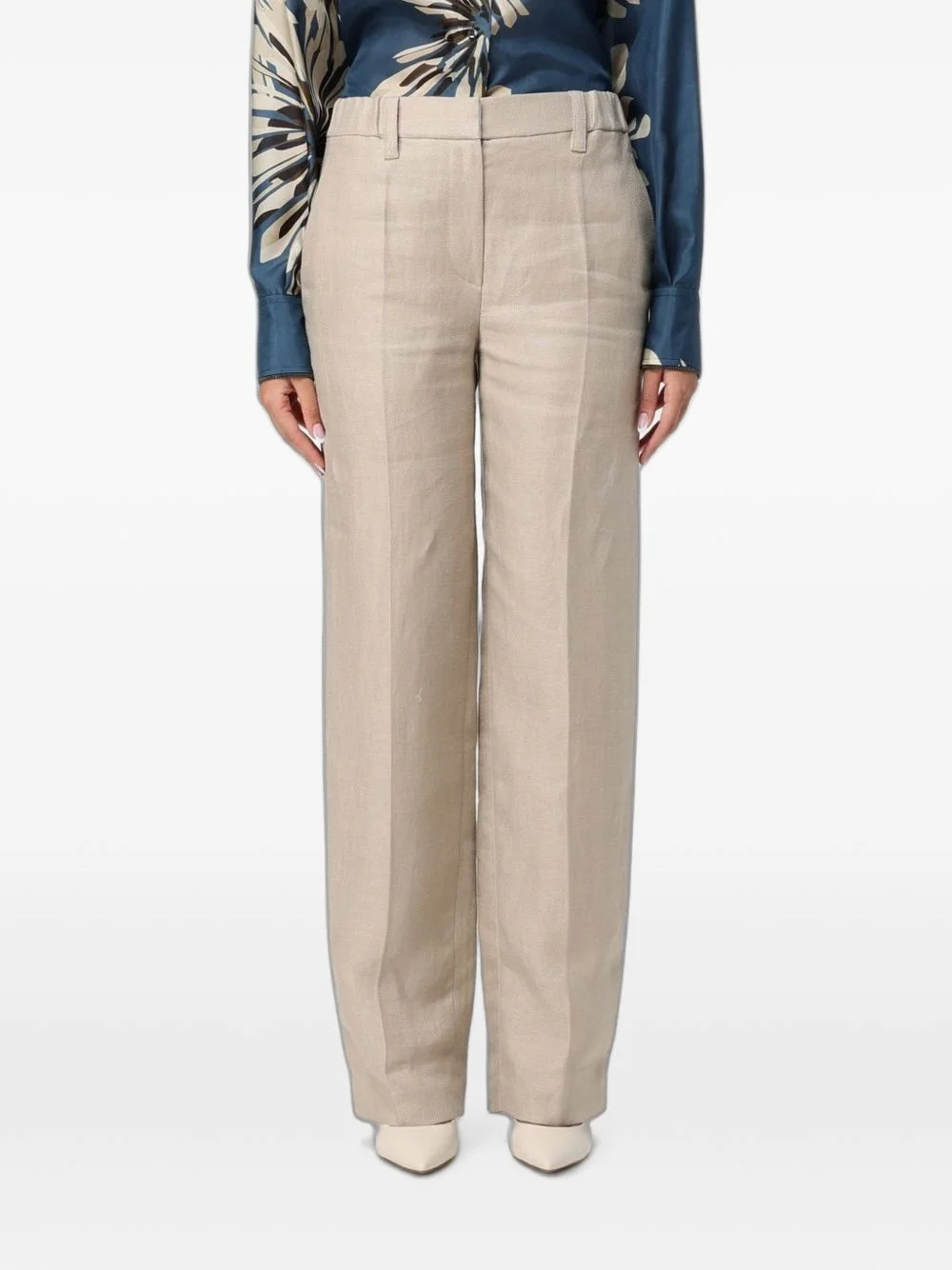 monile-embellished straight-leg trousers - 1