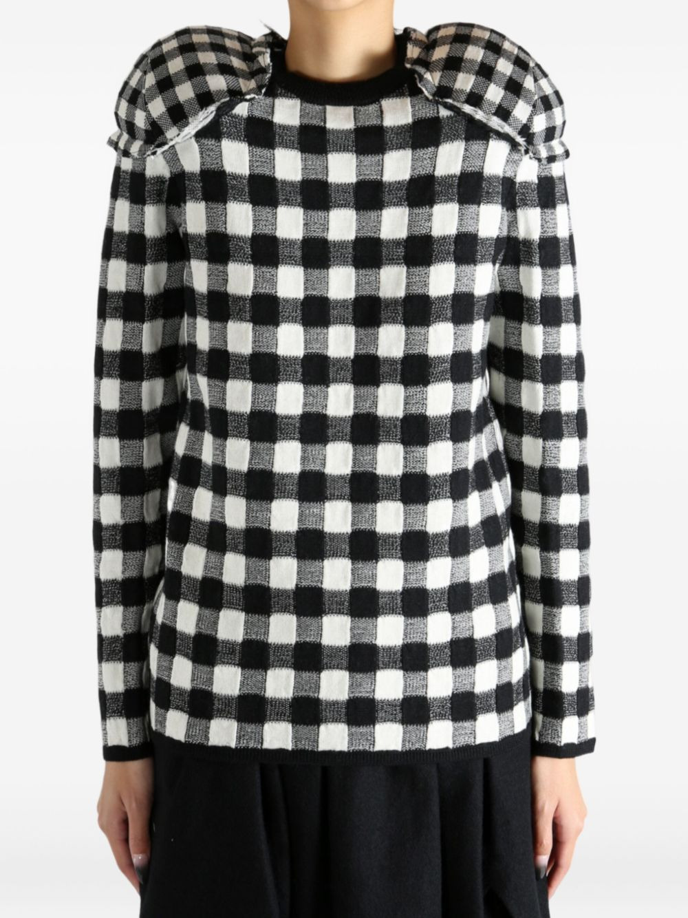 gingham padded-shoulder jumper - 3