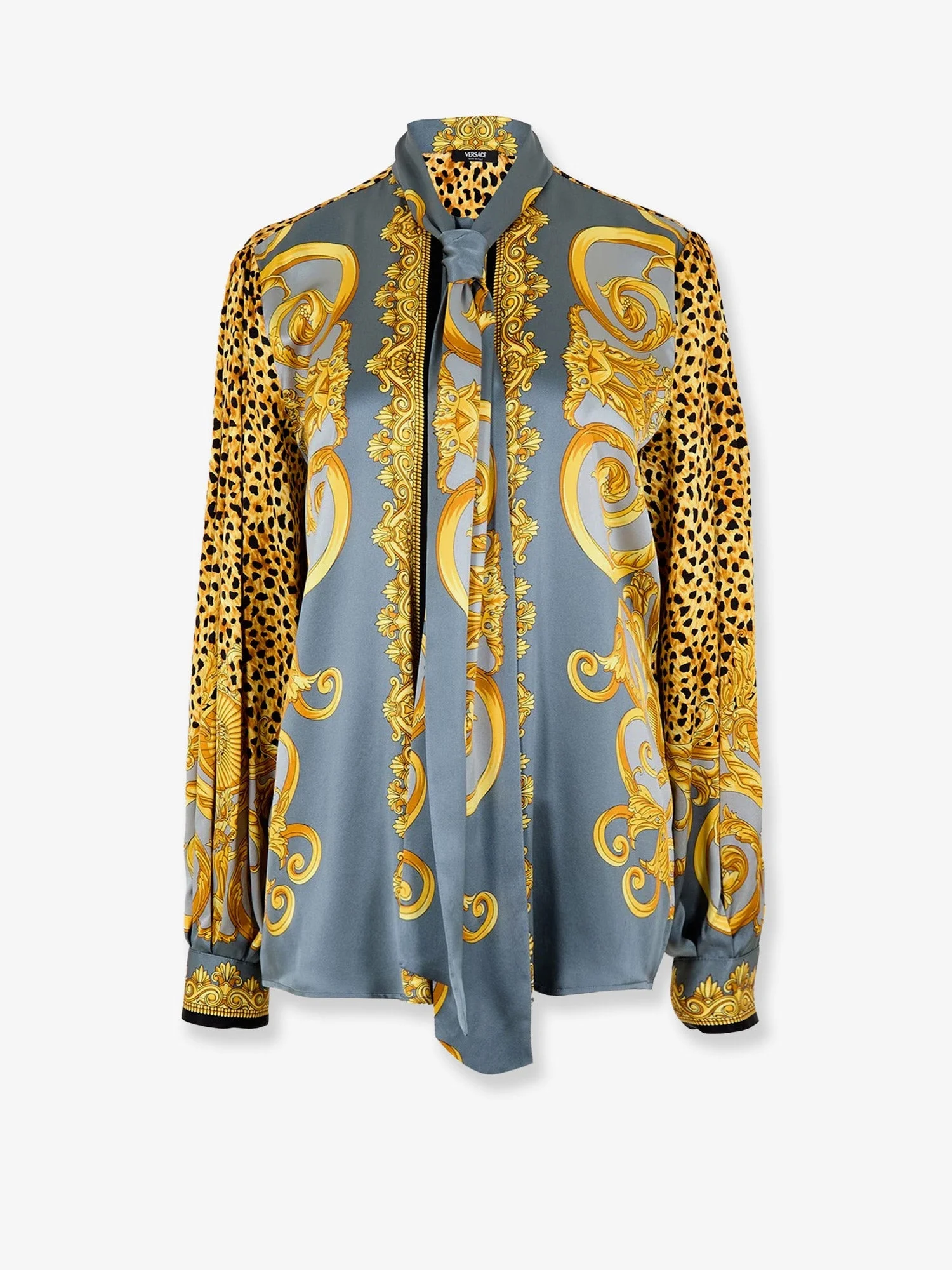 Versace Women Cheetah Foulard Lavalliere Silk Shirt - 1
