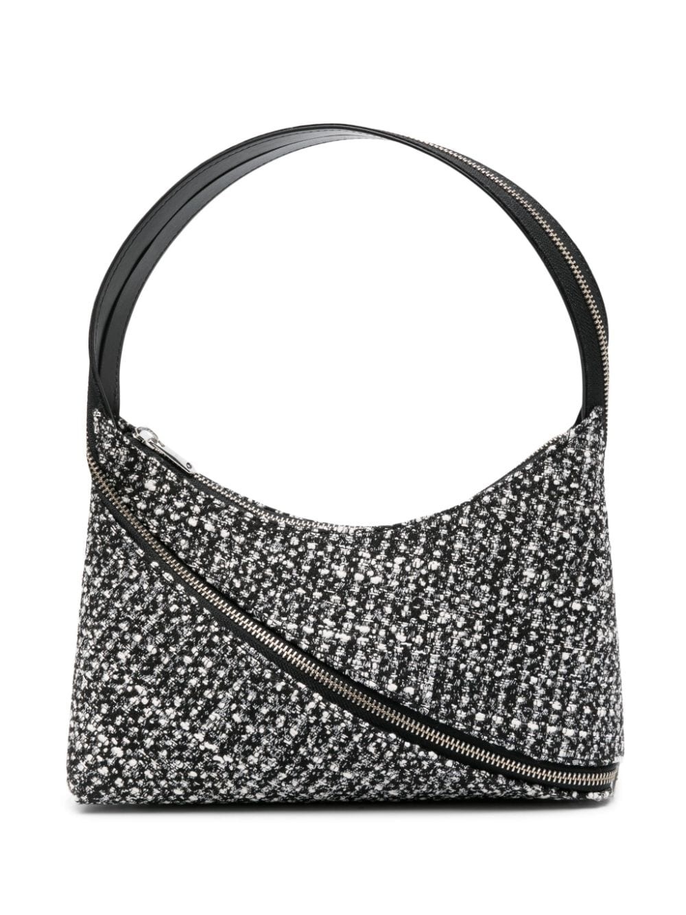 zip-detailing tweed shoulder bag - 1