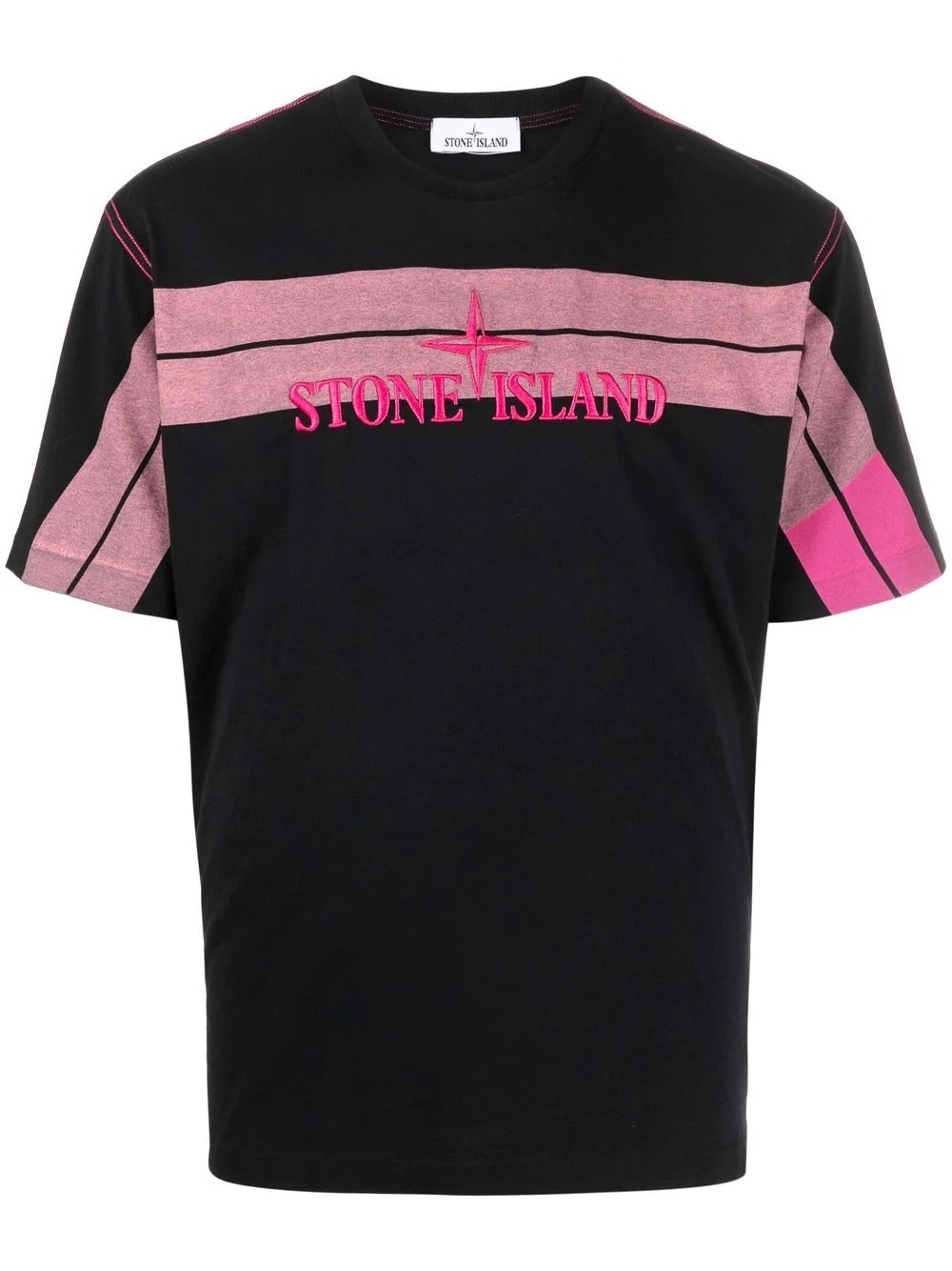 logo-embroidered striped T-shirt - 1