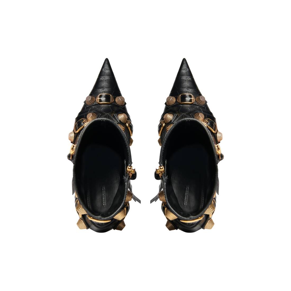 Women's Cagole 90mm Bootie Crocodile Embossed in Black - 6