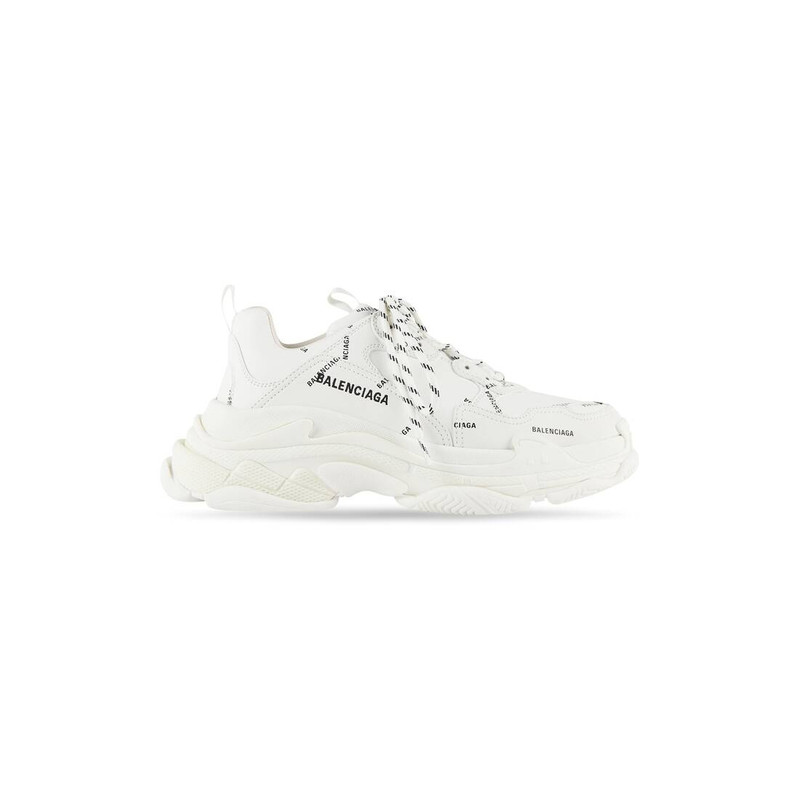 Men's Triple S Sneaker Allover Logo in White/black - 1