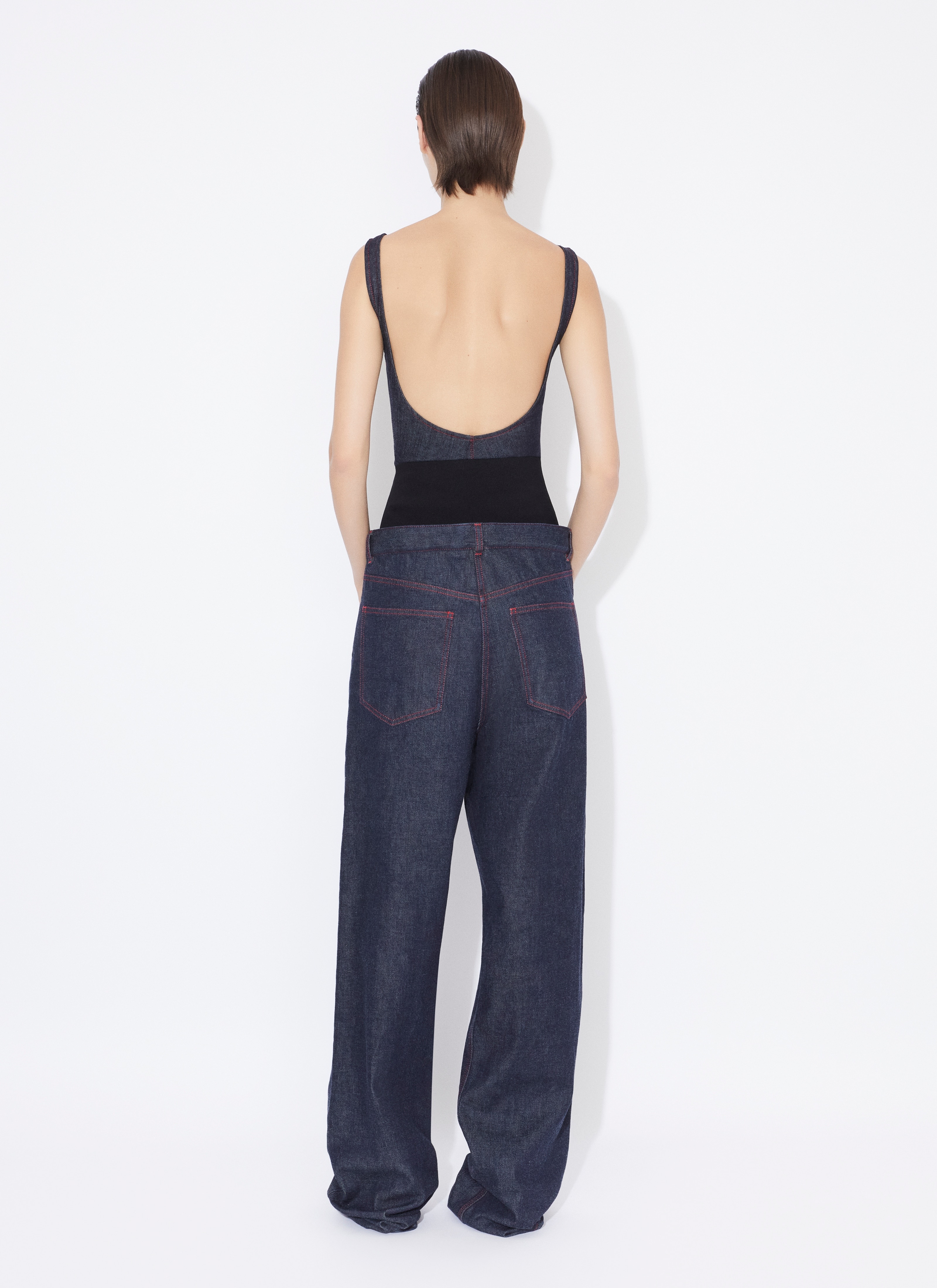 KNIT BAND JEANS IN RAW DENIM - 3