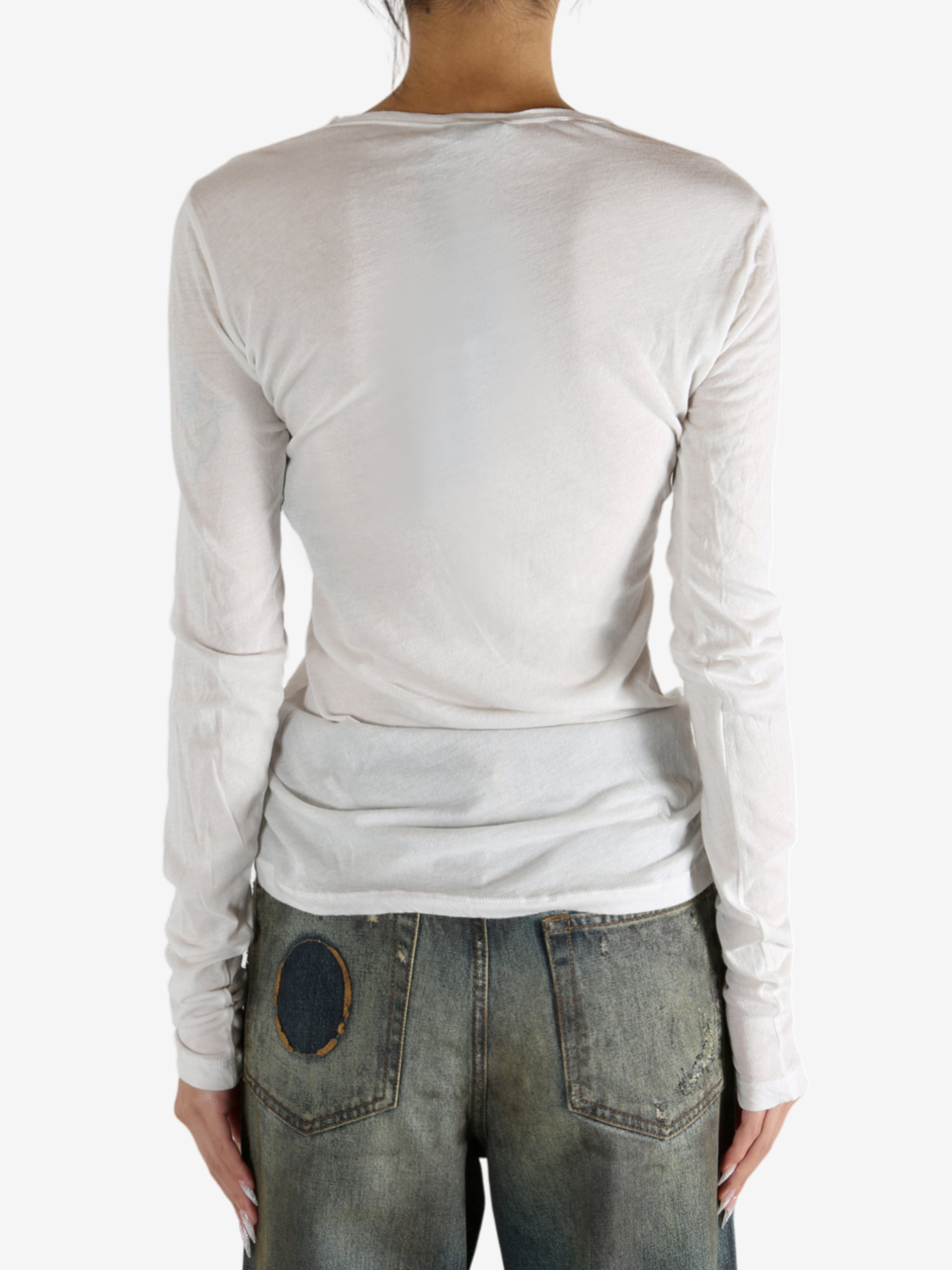ANN DEMEULEMEESTER - Women Fiene Slim Fit Long Sleeve T-Shirt With Biker Kiss Print - 3