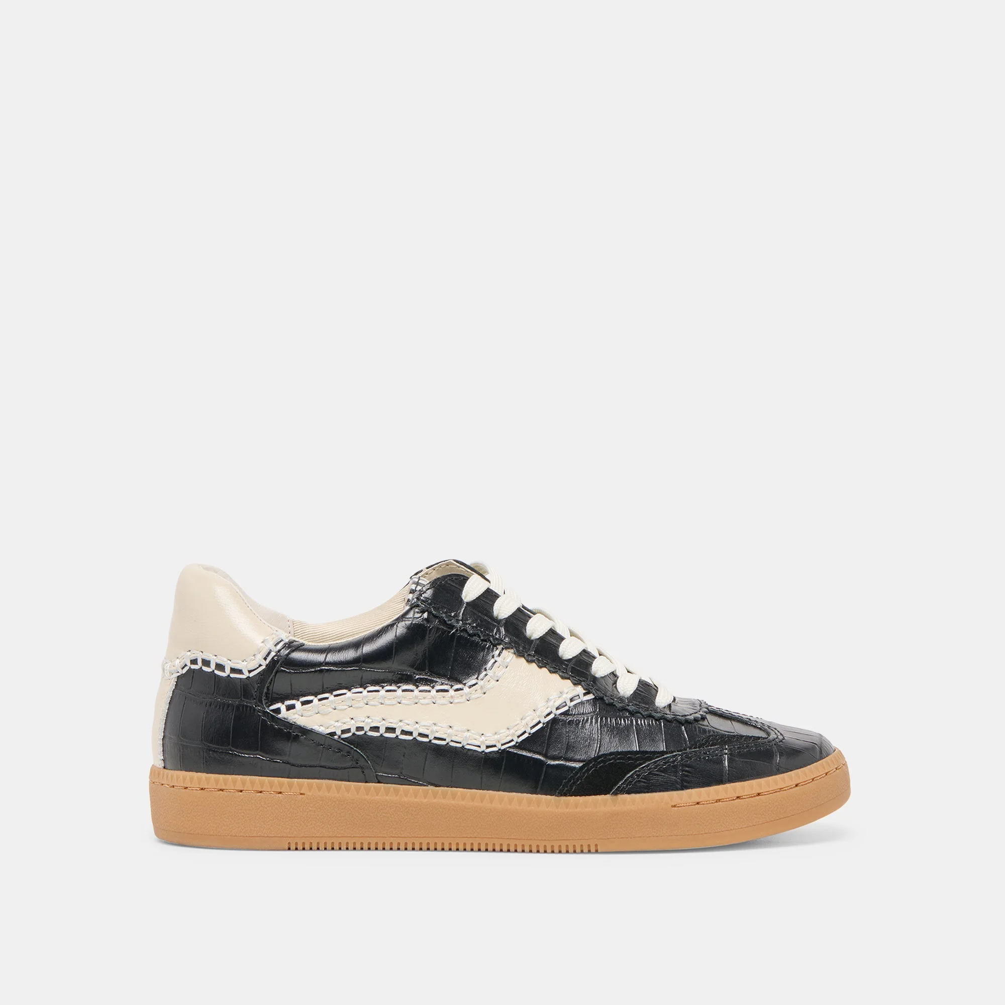 NOTICE STITCH SNEAKERS NOIR CROCO EMBOSSED LEATHER - 1