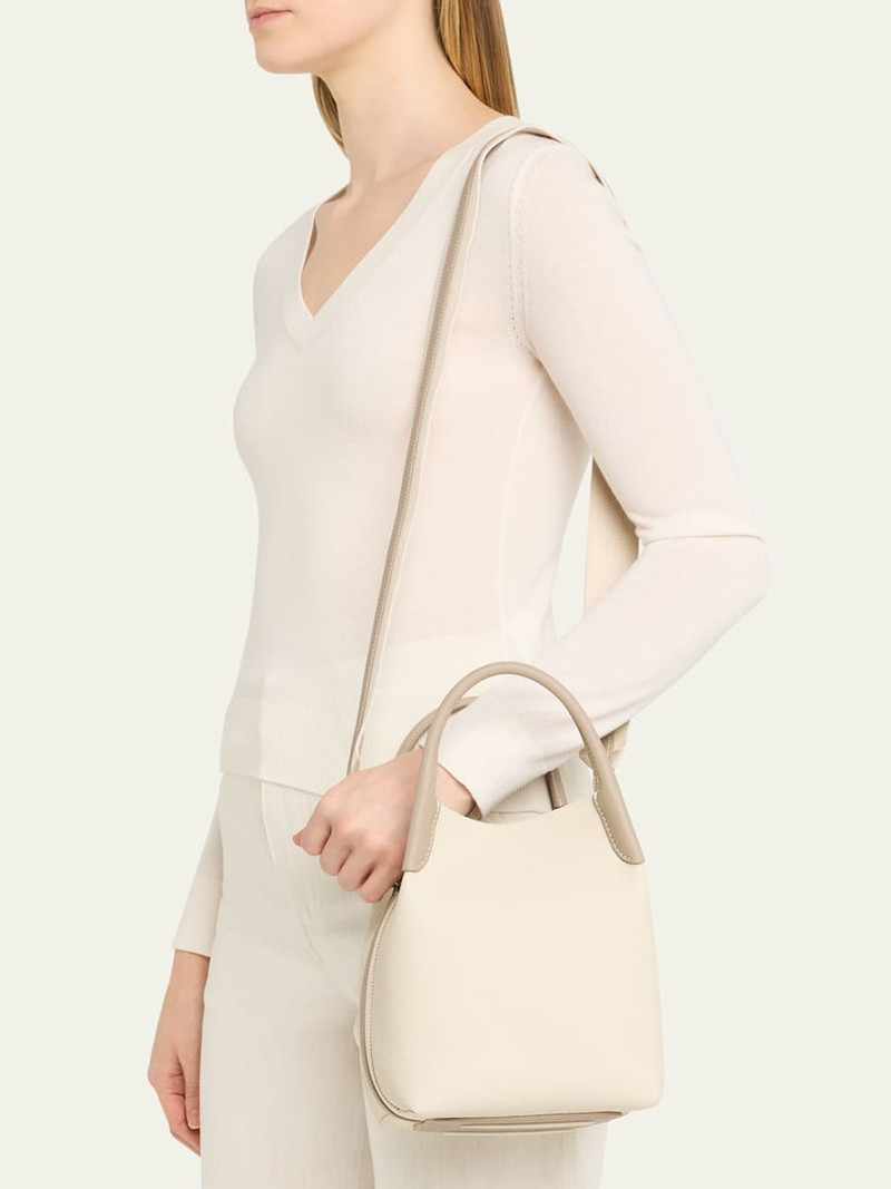 Loro Piana Bale Two-Tone Leather Bucket Shoulder Bag outlook