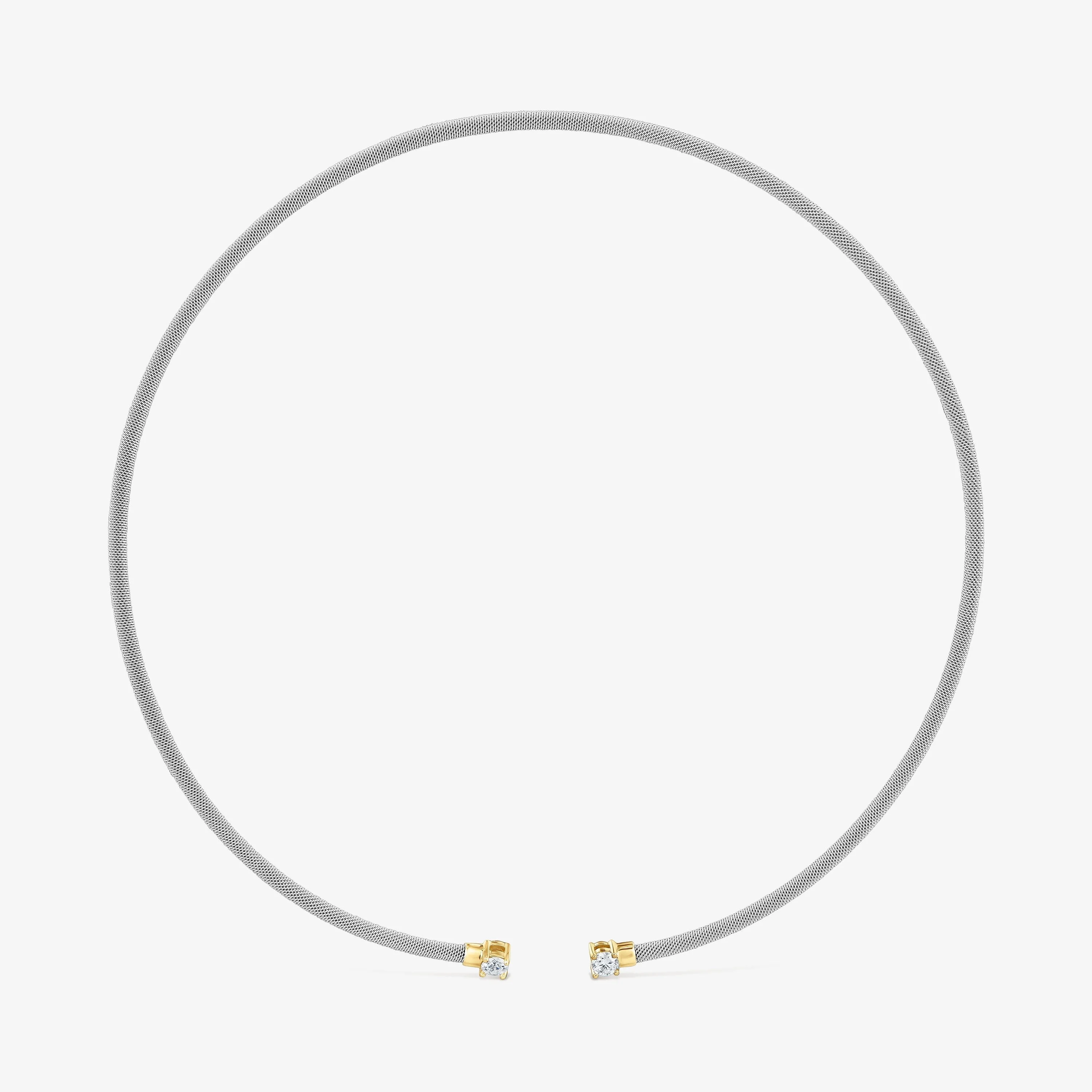 Steel, 14K solid gold and lab-grown diamonds Open necklace TOUS Mesh LGD - 1