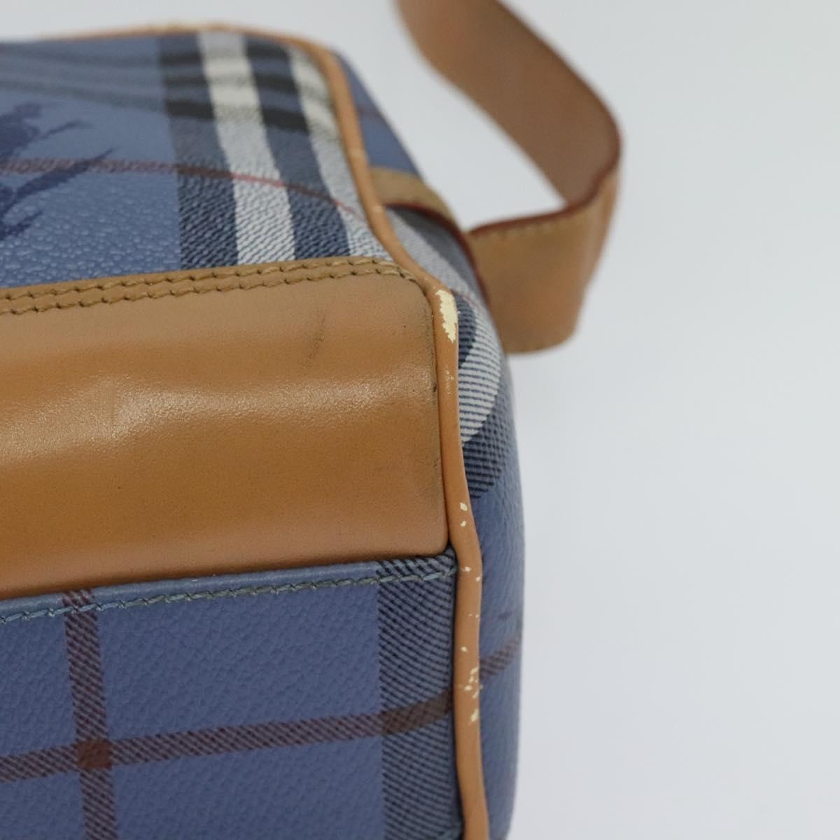 Burberry Nova Check Shoulder Bag Pvc Leather Blue - 11