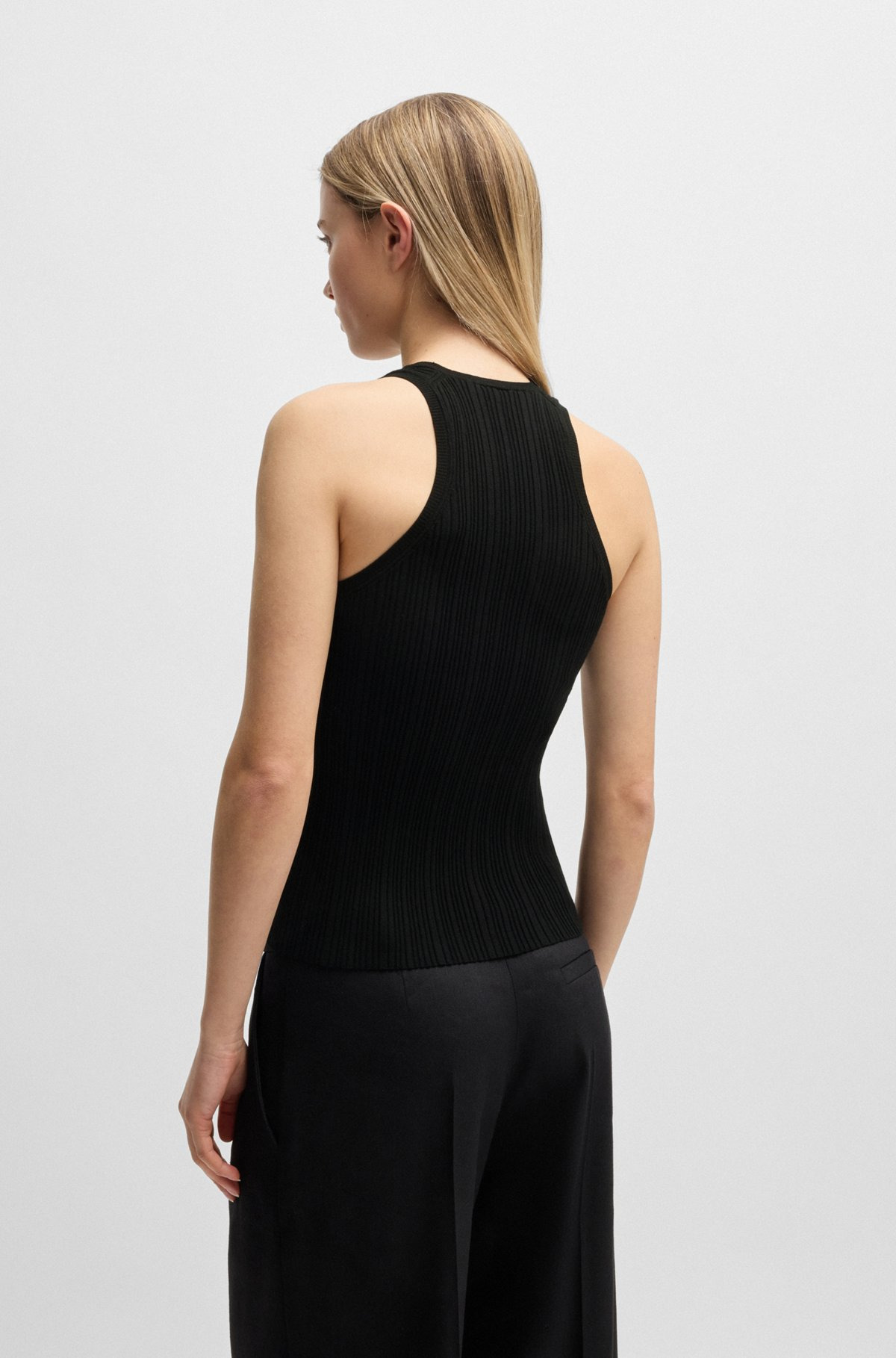 SLEEVELESS RACER-BACK TOP IN RIBBED CREPE FABRIC - 4