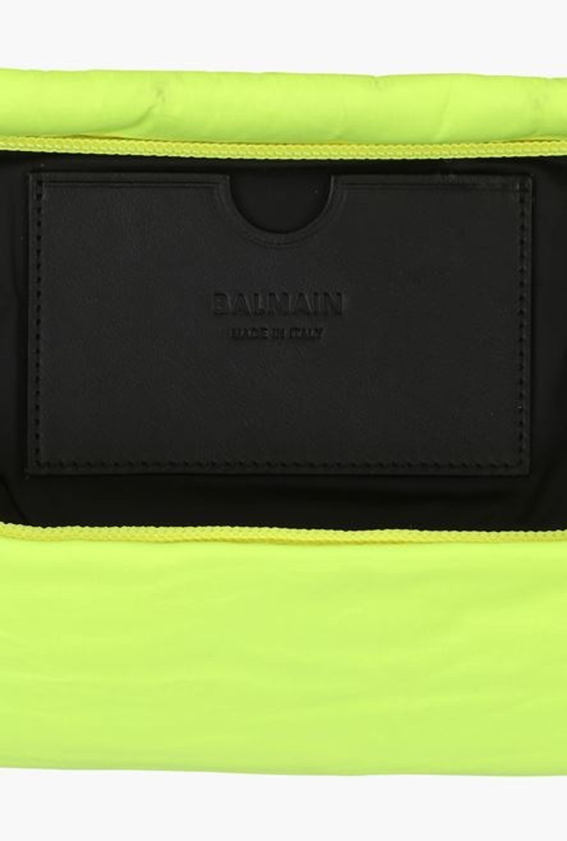Lime-green embossed nylon belt bag 4