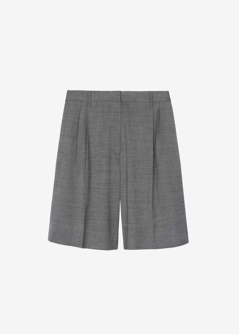Marfa Pleated Bermuda Shorts - Grey Melange 1