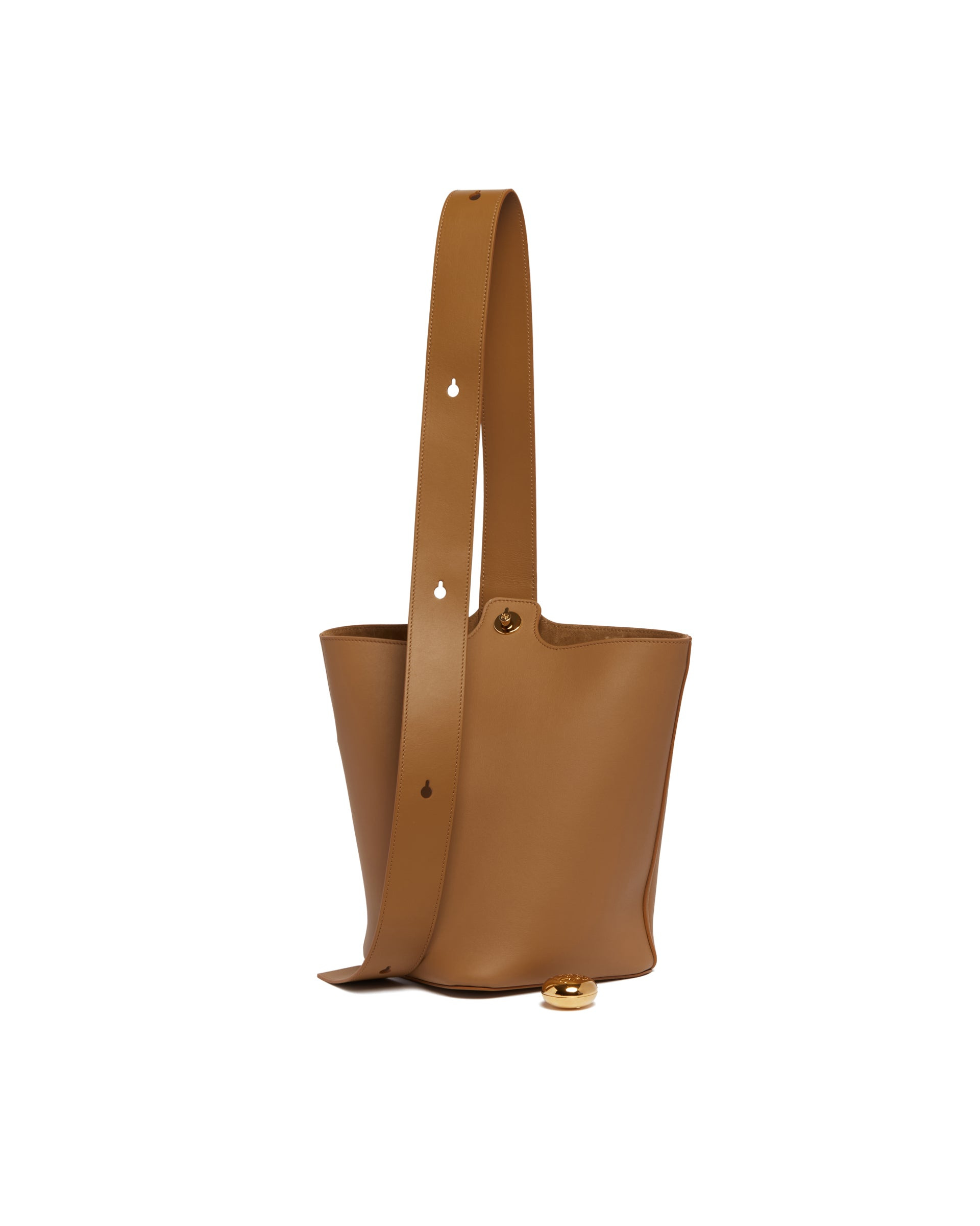 Beige Medium Pebble Bucket Bag - 5