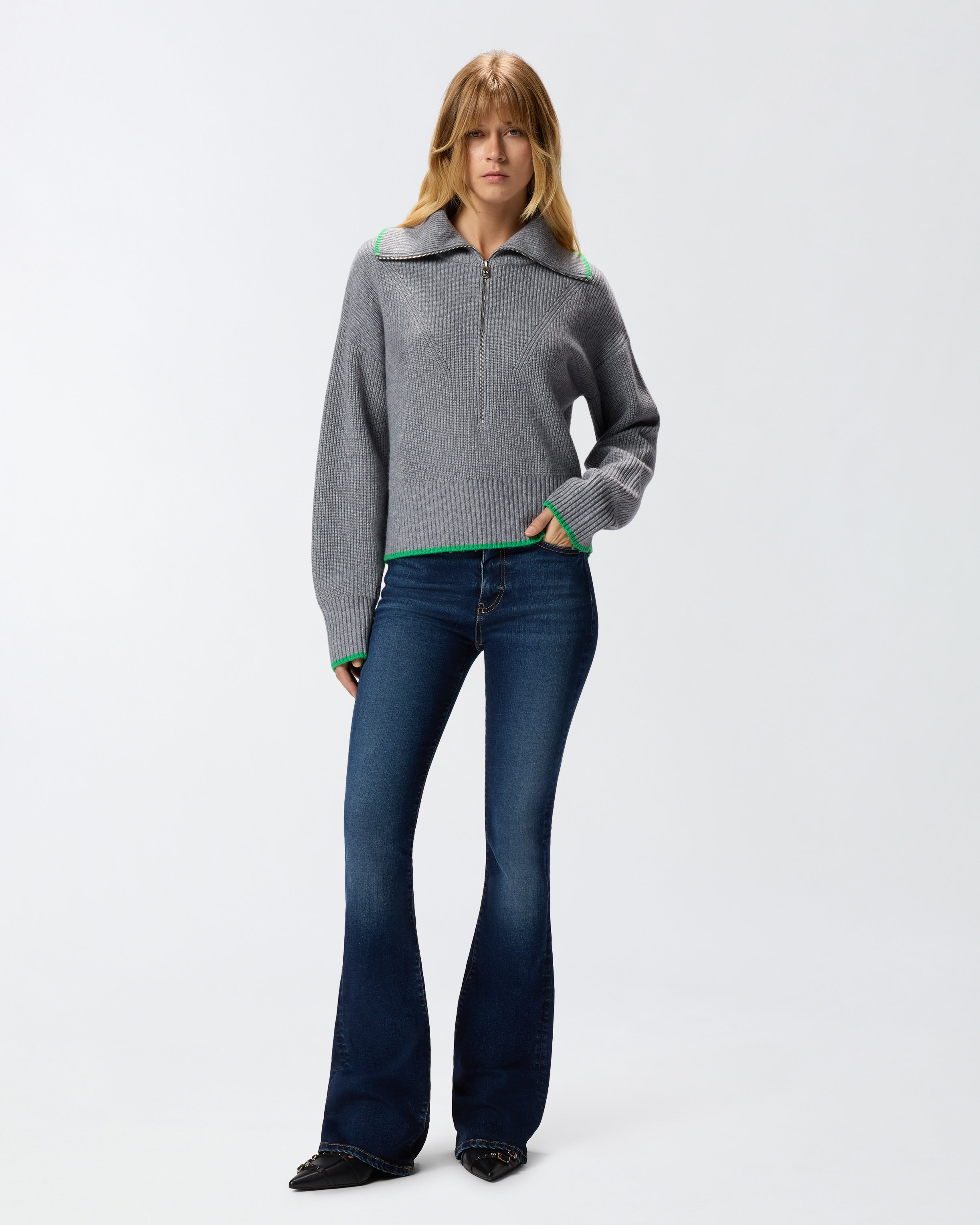 FLARED POWER STRETCH DENIM JEANS - 2