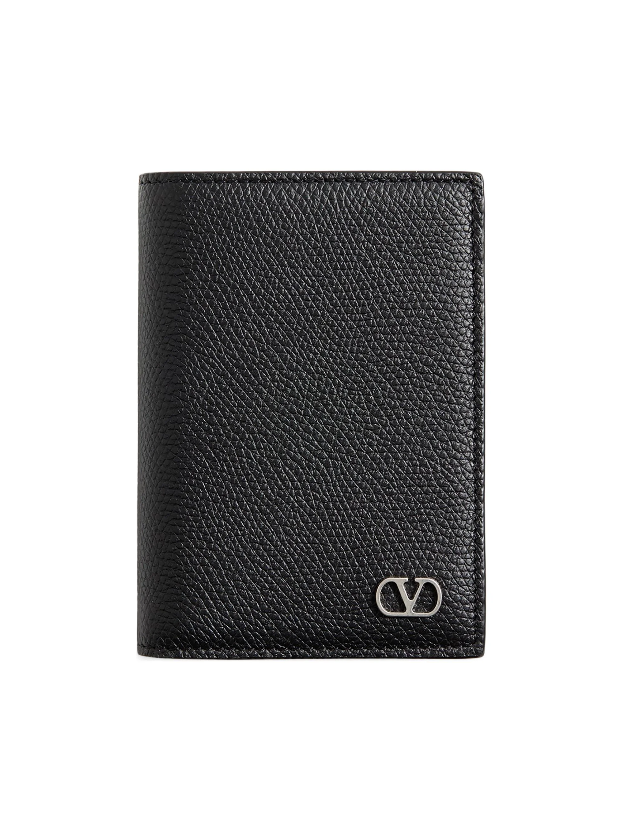Men's VLogo Signature Cardholder in Grainy Calfskin - Black - 1